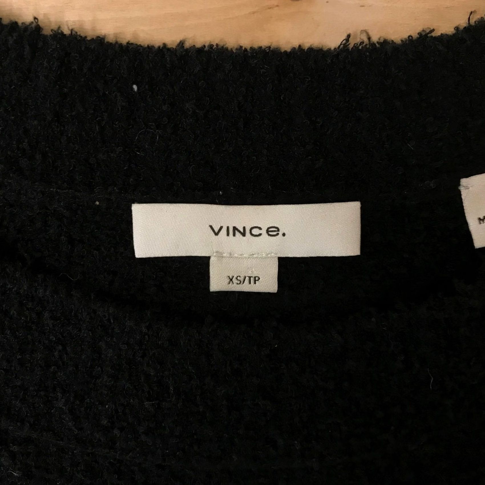 Vince Vince Black Boucle Cotton Blend Crew Neck Sweater XS Women Quiet Luxury Classic Size XS / US 0-2 / IT 36-38 - 7 Thumbnail