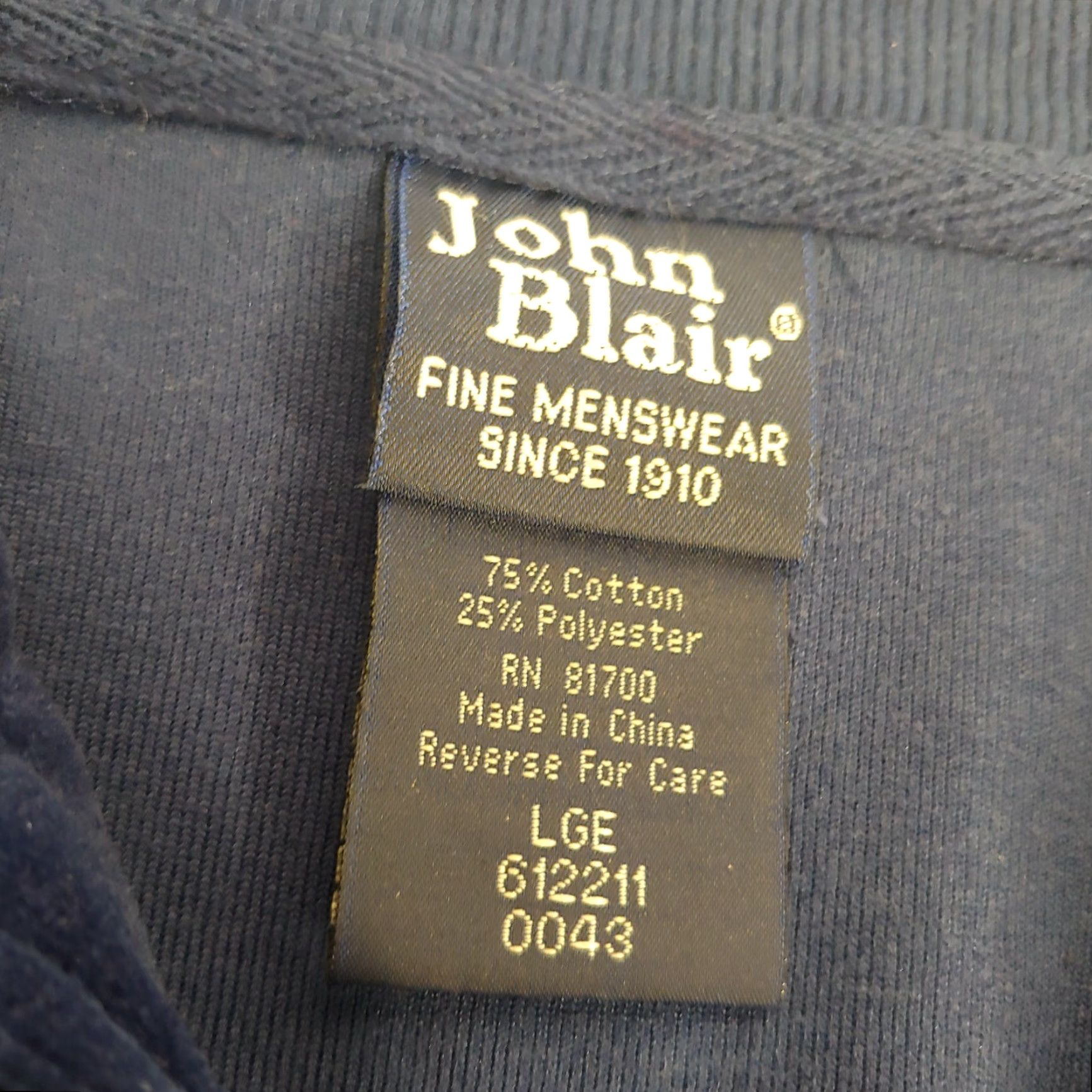Blair VINTAGE John Blair Sweatshirt Large Blue Velour Jacket Retro Full Zip Grandpacore Mens Size US L / EU 52-54 / 3 - 5 Thumbnail