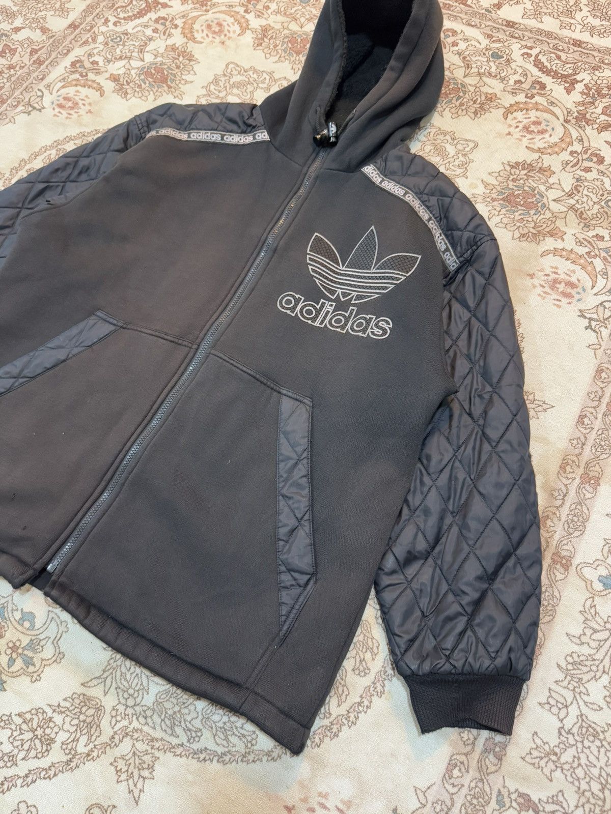 Adidas × Vintage Vintage Faded Adidas Big Logo Zipper Hoodie Size US M / EU 48-50 / 2 - 2 Thumbnail