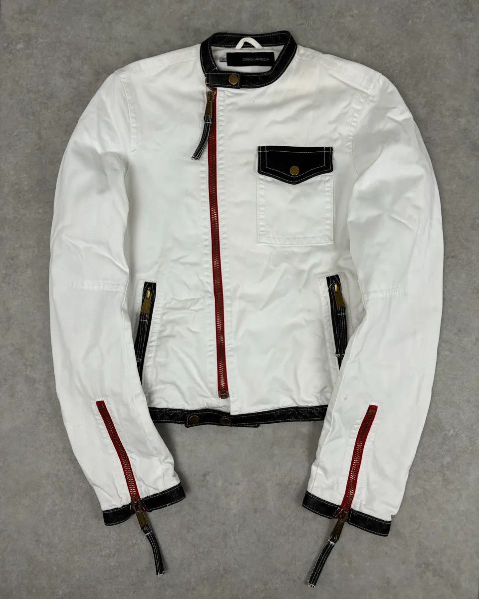 Dsquared2 SS2008 Dsquared2 White Asymmetrical Nylon Contrast Stitch Jacket Size US M / EU 48-50 / 2 - 1 Thumbnail