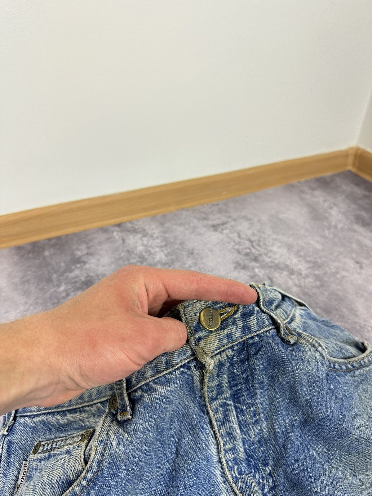 Carhartt Vintage Carhartt Light Blue Distressed Opium USA Work Jeans Size US 34 / EU 50 - 14 Thumbnail