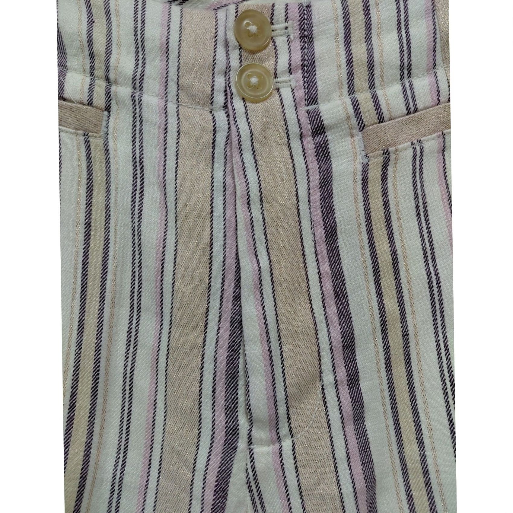 Vintage Maeve by Anthropologie Pants Woven Women Size 4 Striped Linen Blend Size 27" / US 4 / IT 40 - 3 Thumbnail