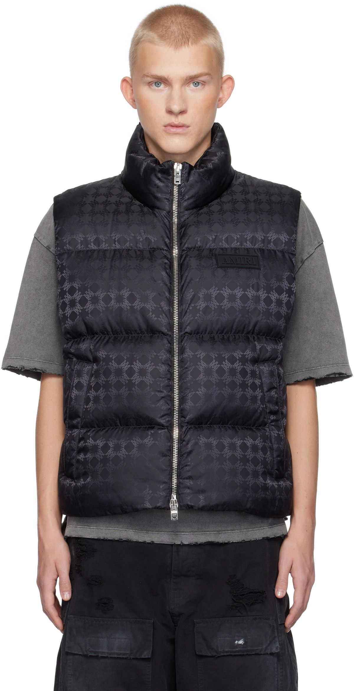 Amiri o1orln1125 MA Quad Jacquard Down Gilet in Black Size US L / EU 52-54 / 3 - 2 Thumbnail
