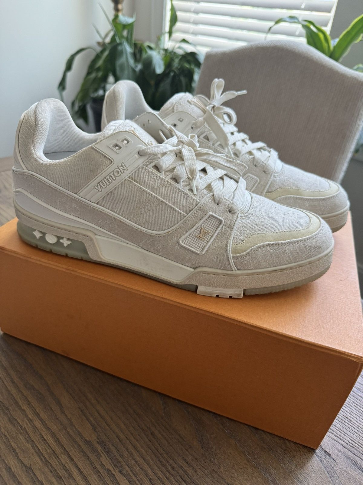 Louis vuitton denim trainers deals