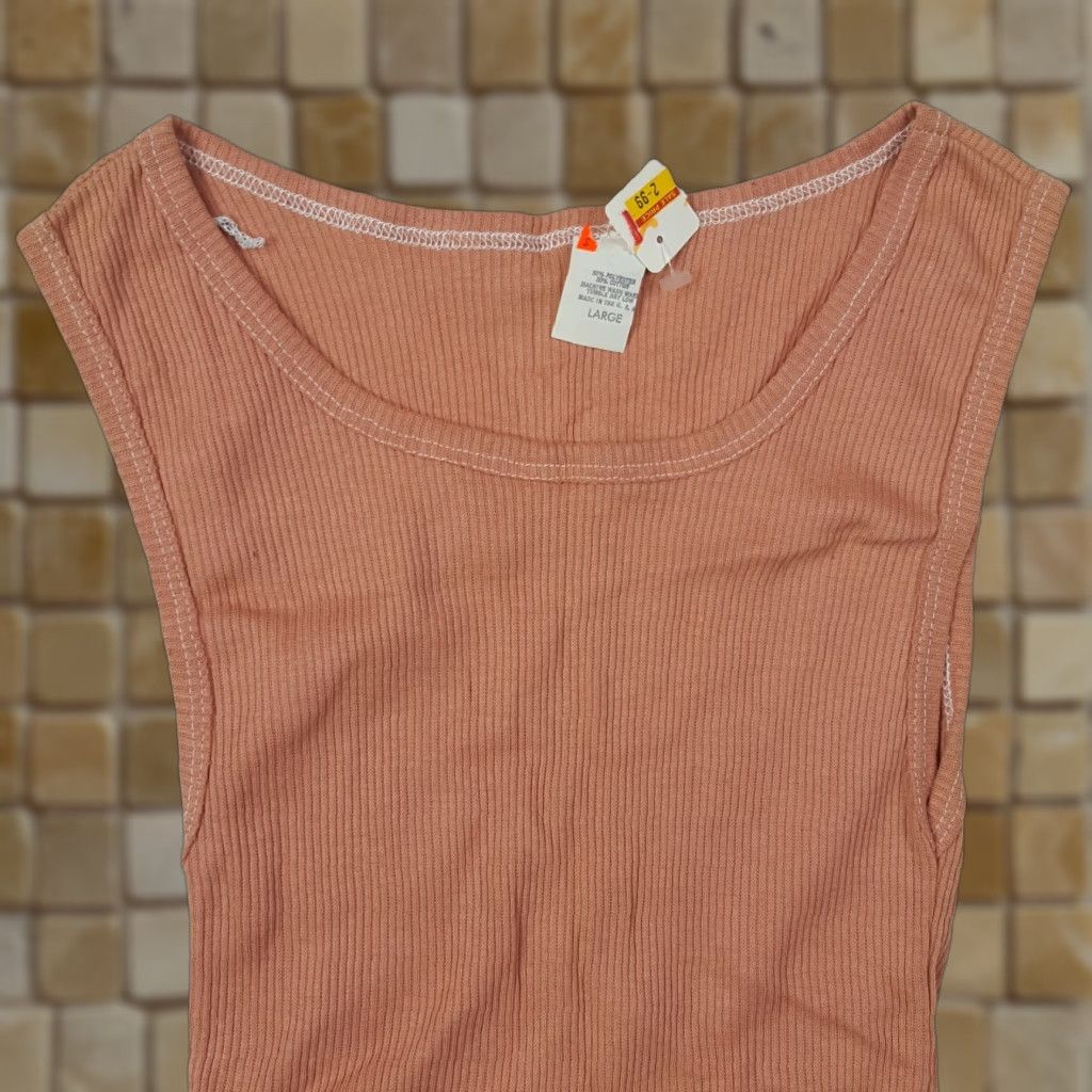 Pinko VINTAGE Pink Compression Tank Top Women's Large 80s Retro Athletic Sleeveless Sports Top Nike? Size L / US 10 / IT 46 - 1 Thumbnail