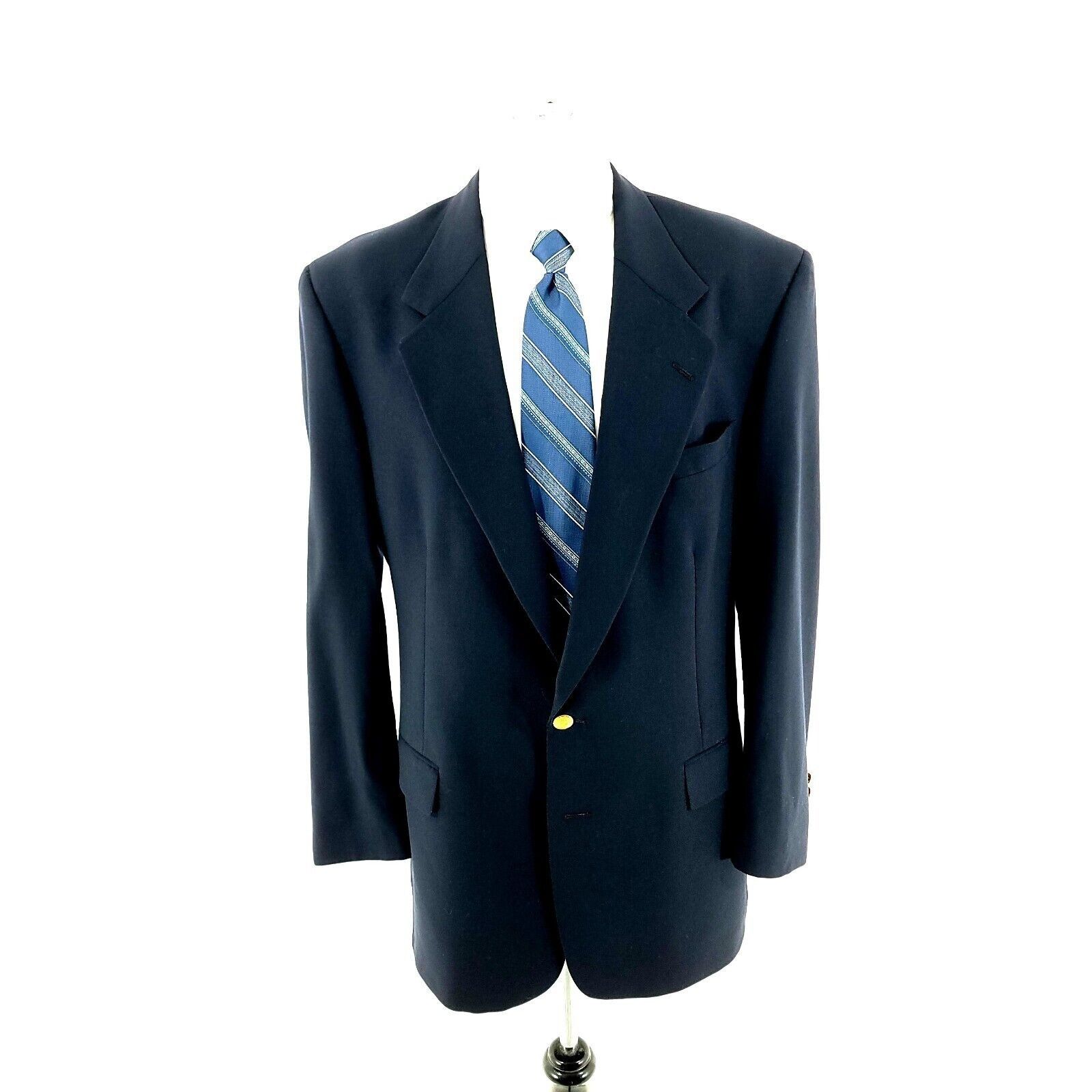 Austin Reed Austin Reed London England Wool 2 Gold Button Blazer 42L Blu Size 42L - 4 Thumbnail