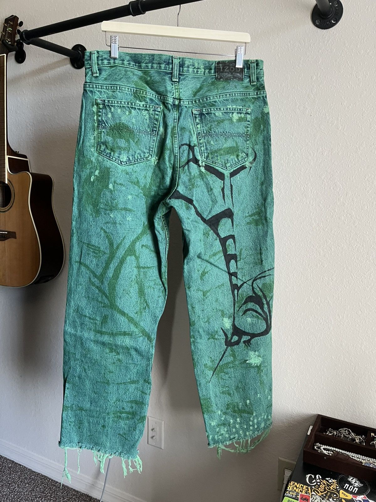 Other Custom Green Dyed Distressed IZOD Jeans 36x32 Size US 36 / EU 52 - 1 Thumbnail
