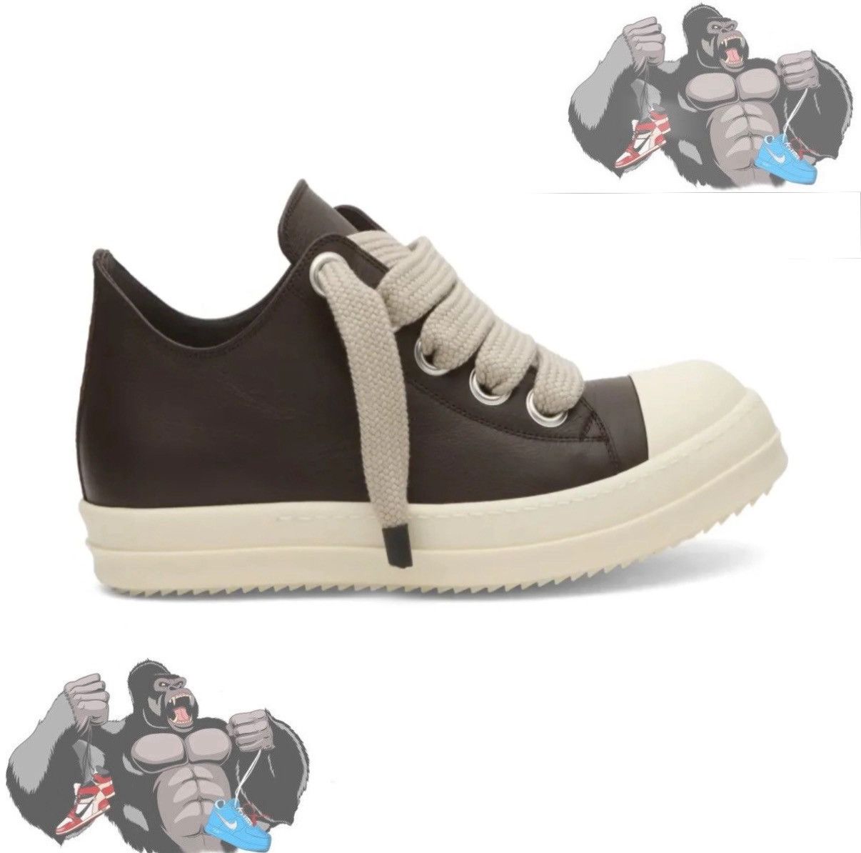 Rick Owens Rick Owens Ramone Low Jumbo Lace Macassar/Milk Size US 15 / EU 48 - 1 Thumbnail