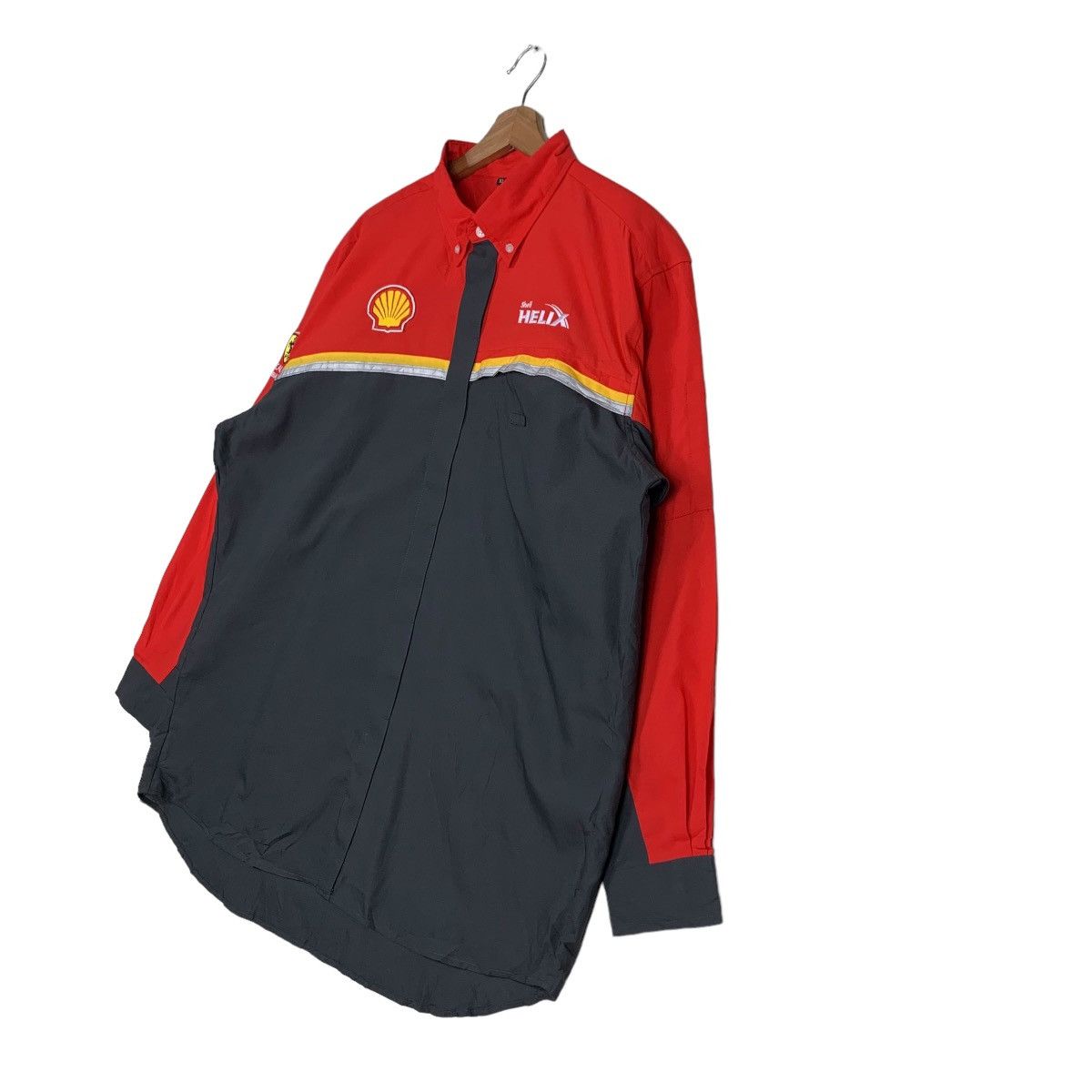 Other SHELL HELIX EMBROIDERY LOGO BUTTON UP SHIRT #0193-C10 Size US XL / EU 56 / 4 - 2 Thumbnail