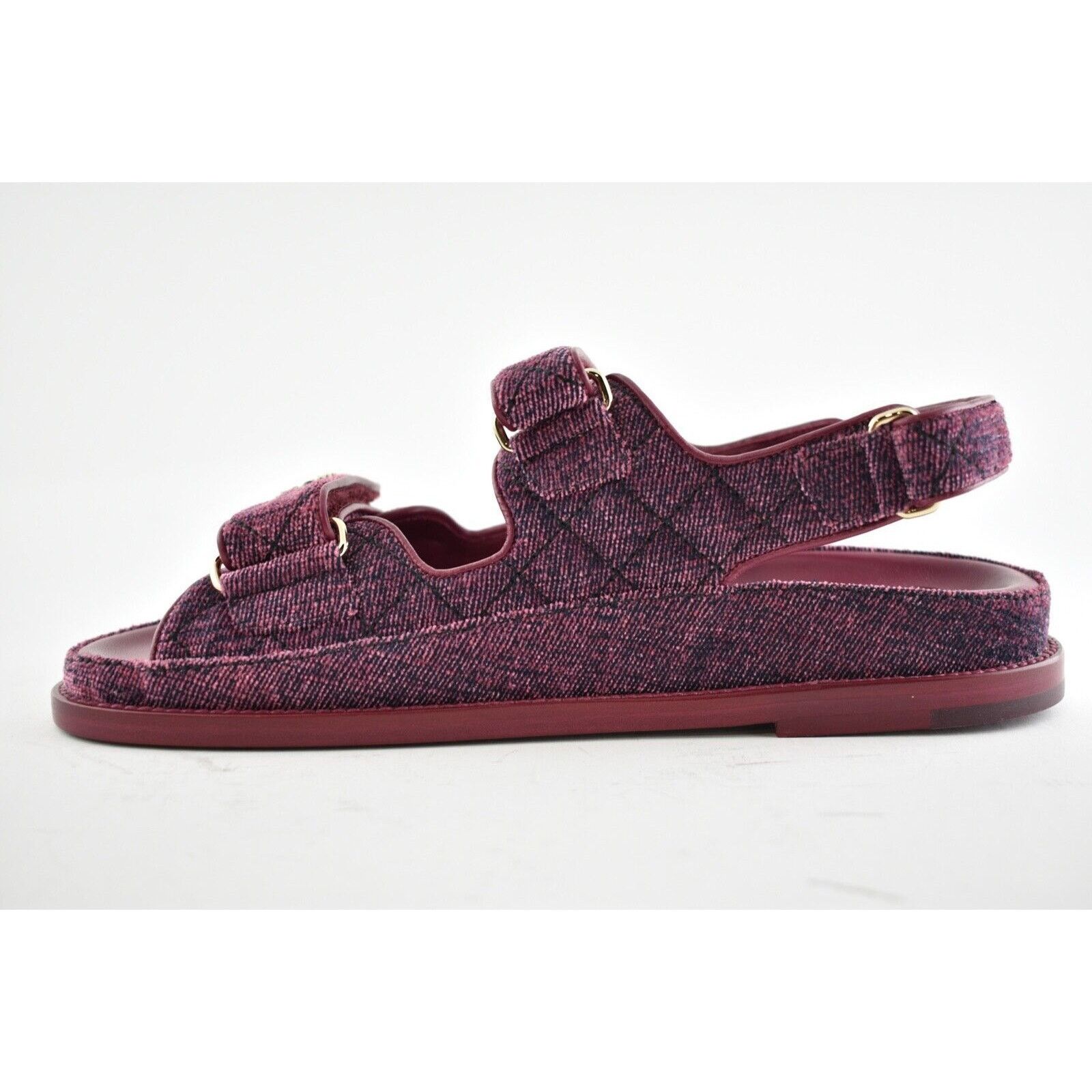 Chanel Chanel 21A Pink Velvet Denim CC Logo Mule Slide Strap Flat Size US 9 / IT 39 - 9 Thumbnail