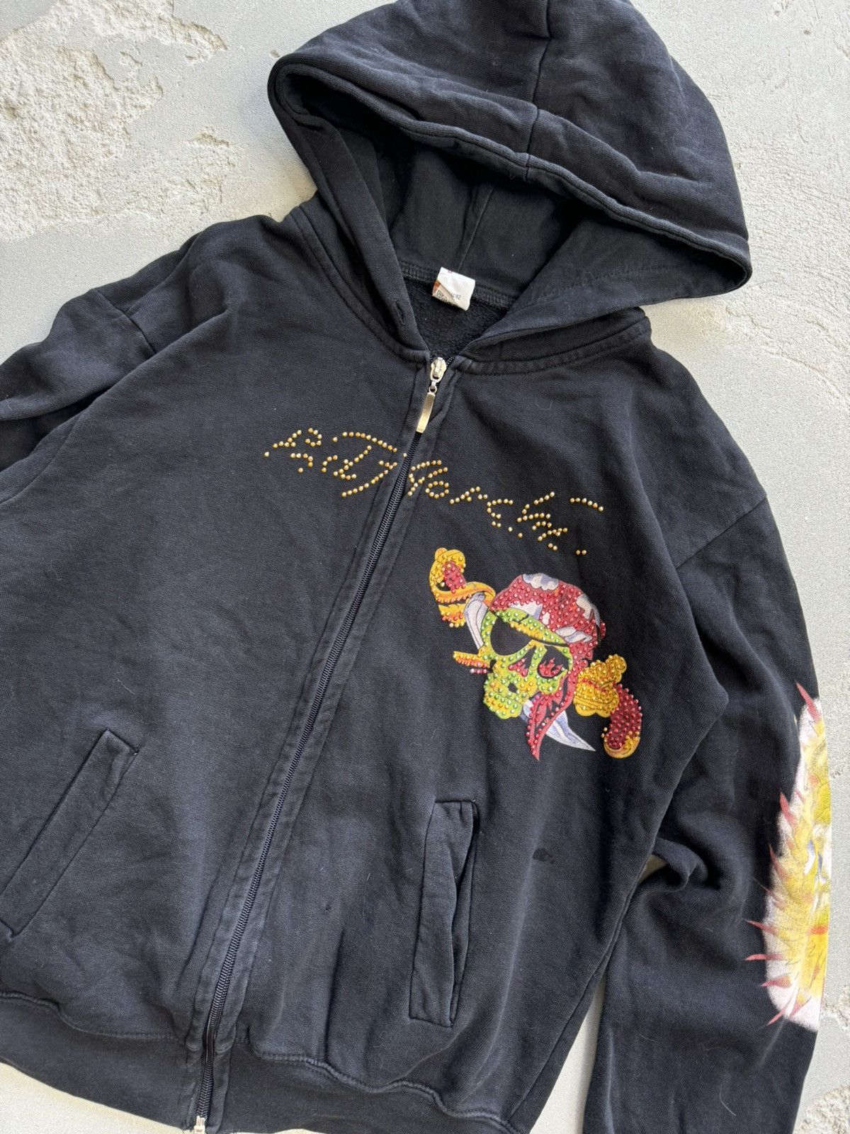 Christian Audigier × Ed Hardy × Vintage Vintage Women’s Ed Hardy by Audigier Skull Pirate Hoodie Size M / US 6-8 / IT 42-44 - 3 Thumbnail
