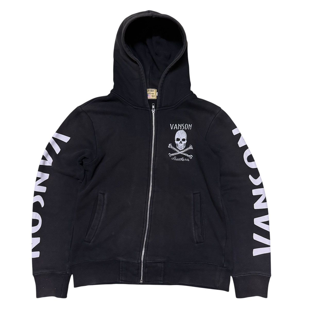 Vanson Leathers Vanson Leather Big Skull Logo Zipper Hoodie Sweater Size US M / EU 48-50 / 2 - 2 Thumbnail