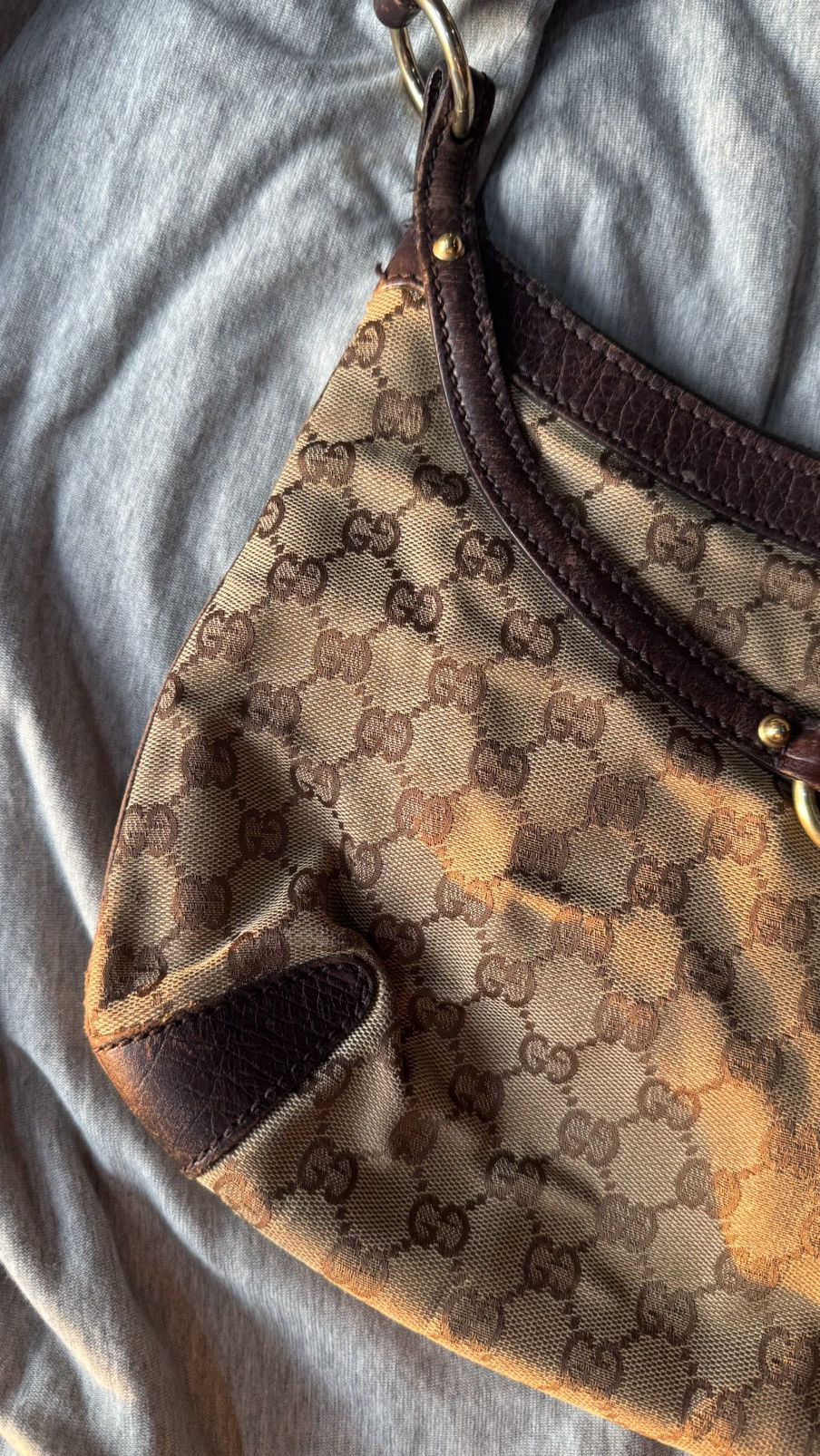 Gucci Gucci 2000s Large Horsebit Shoulder Bag GG Monogram Canvas Size ONE SIZE - 13 Thumbnail