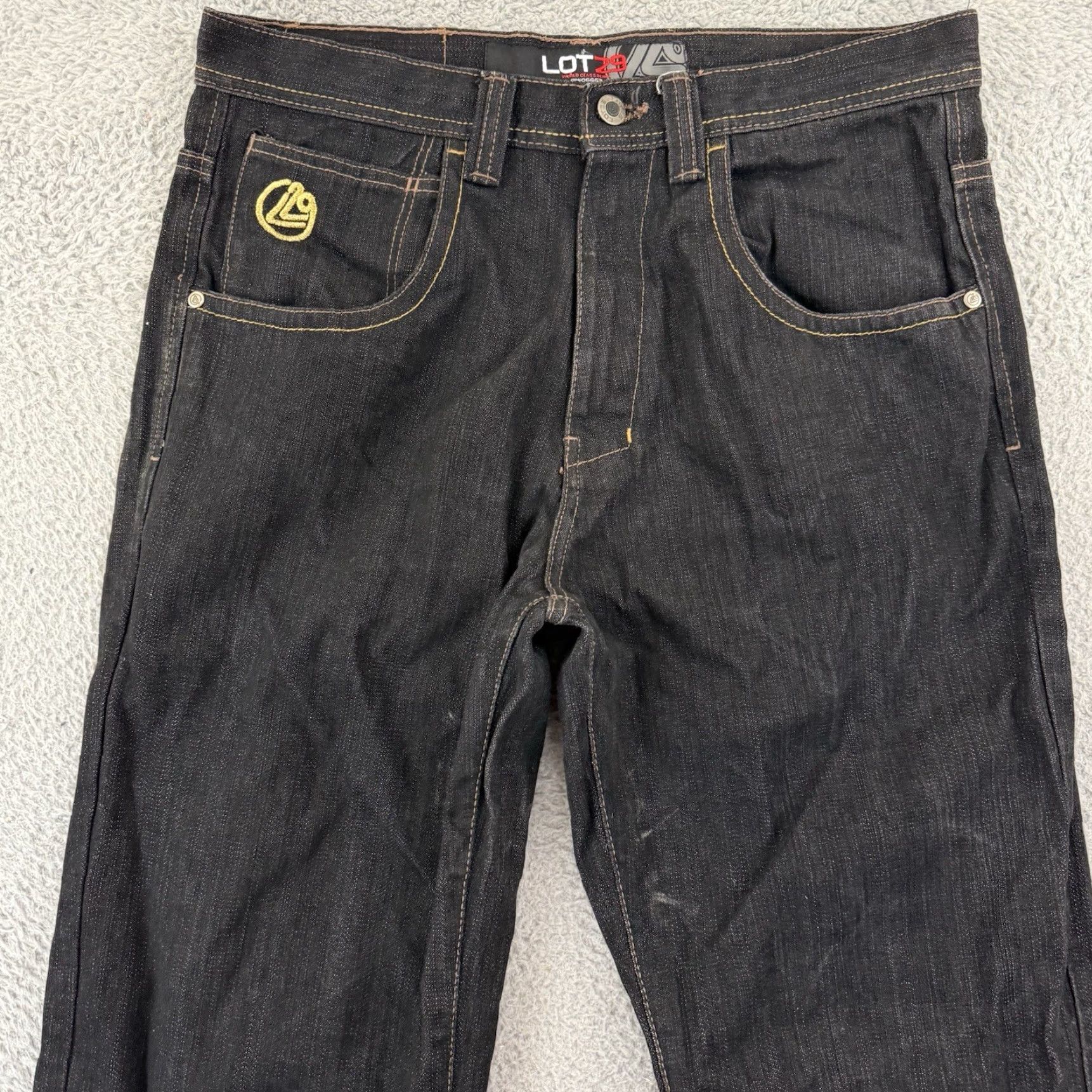 Denime VINTAGE Lot 29 Jeans Men 34x34 Black Wide Leg Looney Tunes Baggy Denim Skate Jeans Lot 29 Mens 34x34 Black Wide Leg Cartoon Style 90s Mens Size US 34 / EU 50 - 4 Thumbnail