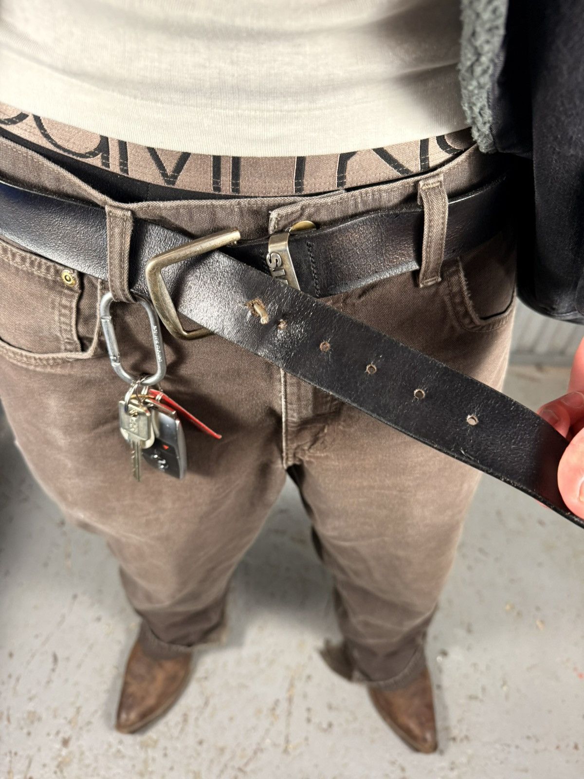 Levi's Vintage Clothing Vintage Levis Black Classic Engraved Belt Western Size 38 - 3 Thumbnail