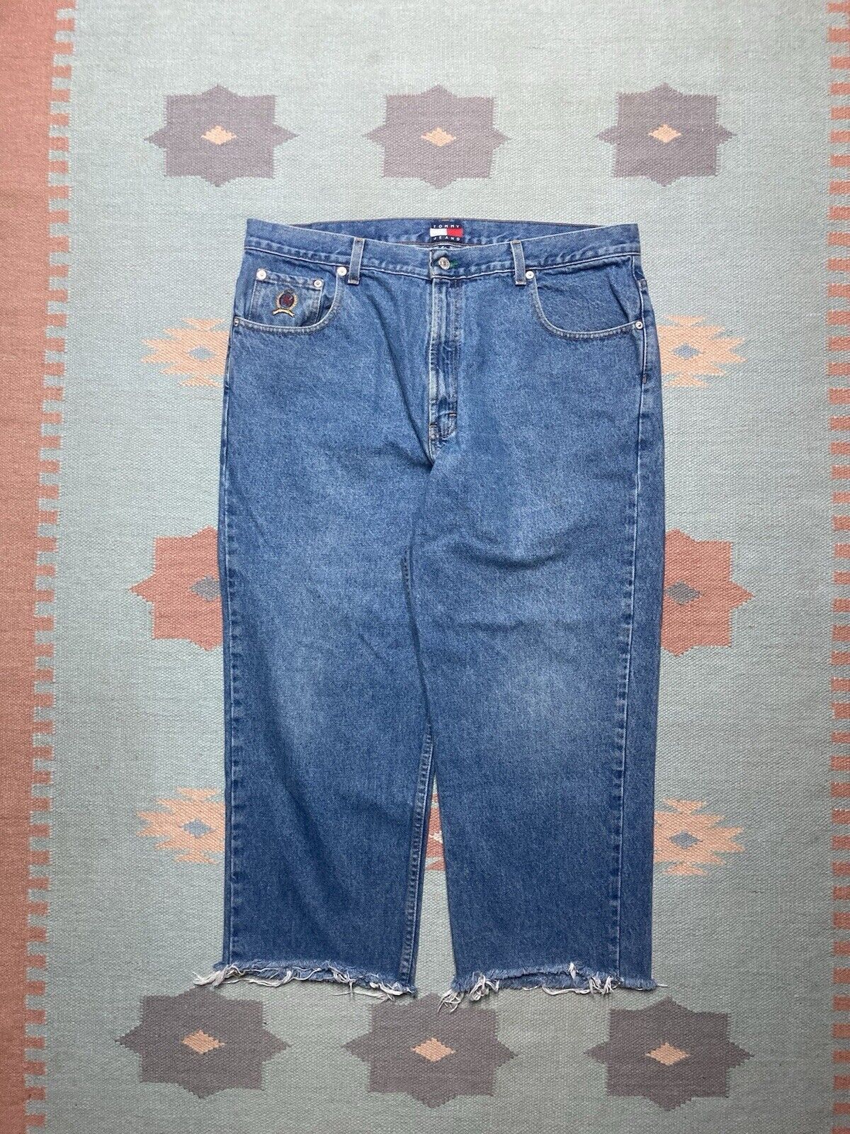 Tommy Hilfiger × Vintage Vtg y2k baggy jeans Tommy Hilfiger wide skater flag 38x25 Size US 38 / EU 54 - 4 Thumbnail