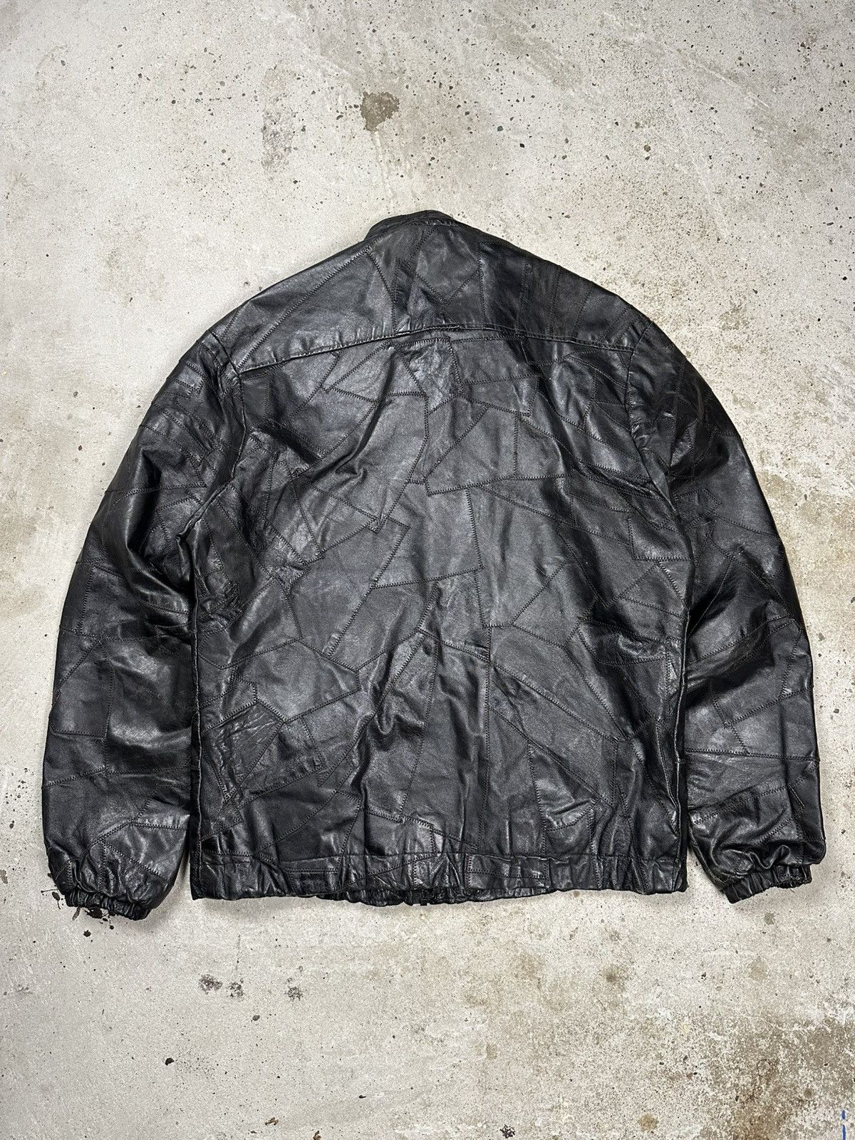 Vintage Vintage 90s Black Patchwork Bomber Leather Jacket Size US M / EU 48-50 / 2 - 2 Thumbnail