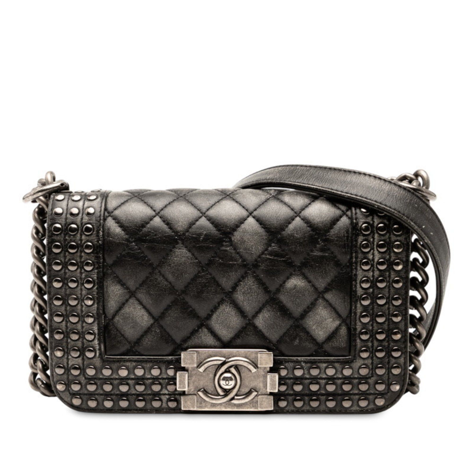 Chanel Chanel Coco Mark Stud Boy 20 Crossbody Chain Shoulder Bag in Black Lambskin for Women Size ONE SIZE - 1 Thumbnail