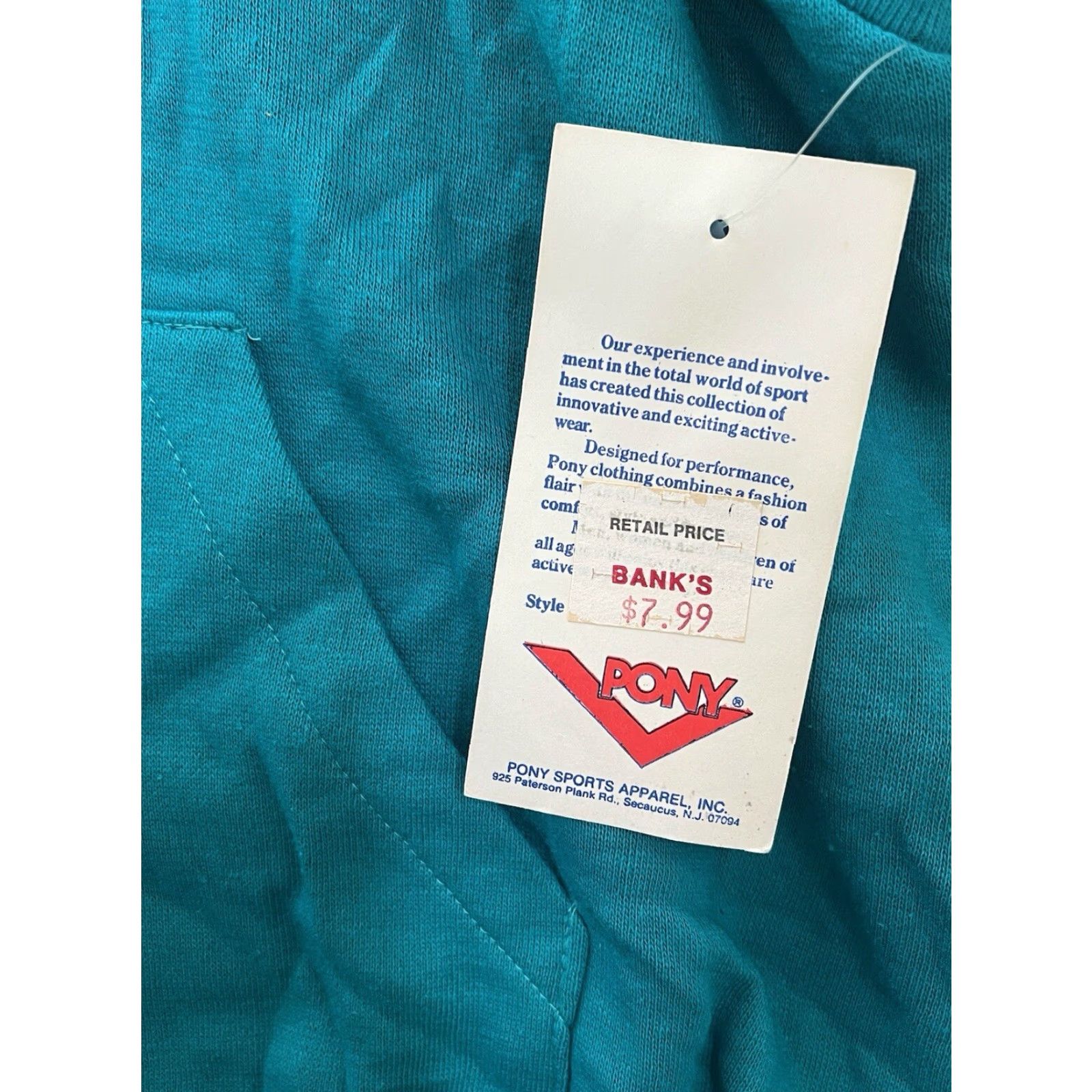 PONY VINTAGE PONY Hoodie Vest Sweatshirt Zip Blue 80s NWT XL Womens Deadstock Ch evron Logo Pocketed Hooded Mature? Size XL / US 12-14 / IT 48-50 - 3 Thumbnail