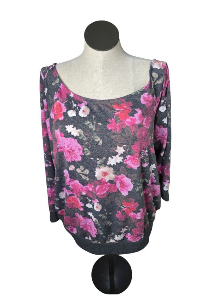 Torrid Torrid Floral Print Off The Shoulder Top 2x Gray and Pinks Size XXL / US 16-18 / IT 52-54 - 1 Thumbnail