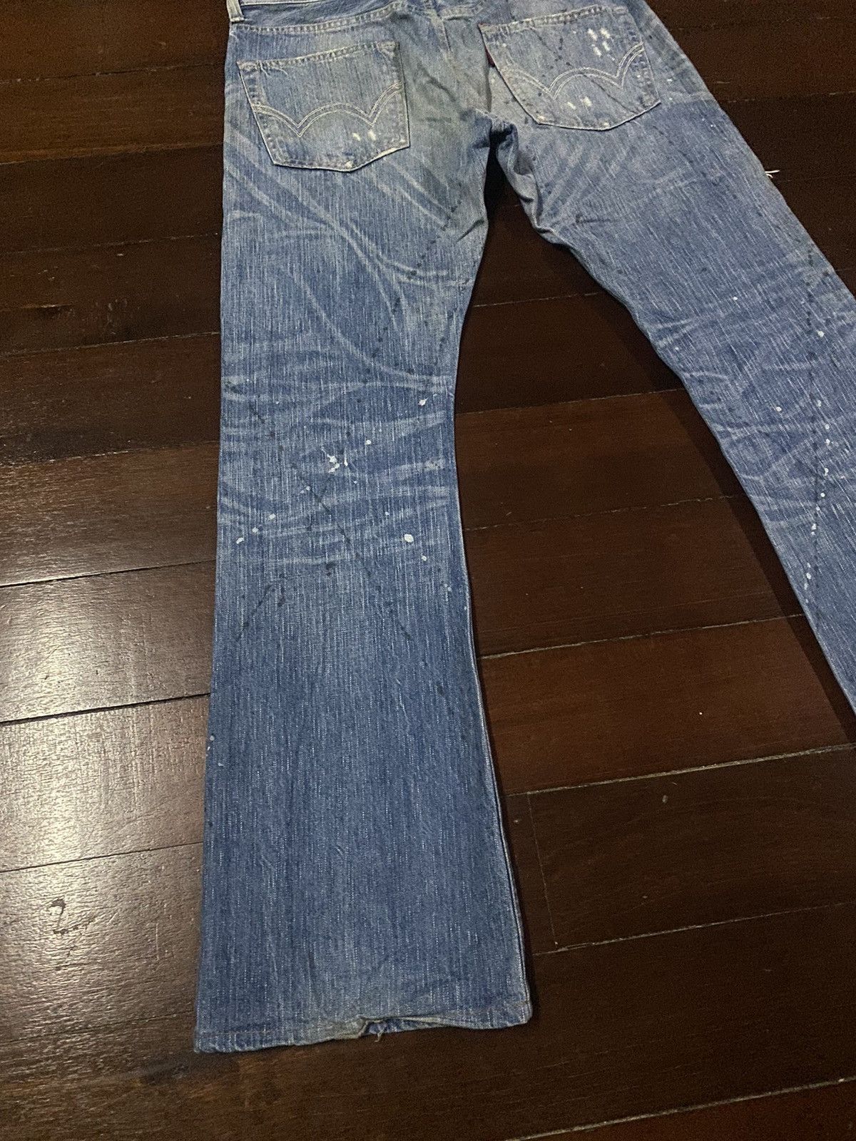 Designer × Edwin FIRE 🔥 EDWIN BLUE TRIP 503 WIDE LEG BOOT CUT DISTRESSED Size US 35 - 11 Thumbnail