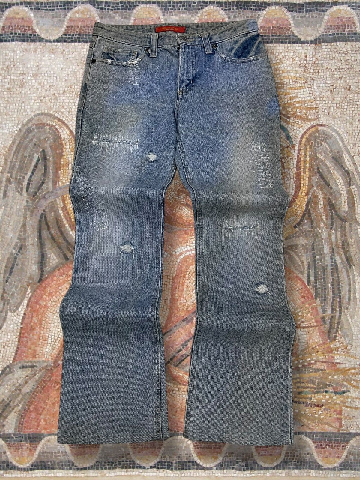 Tornado Mart Vintage 1990s Japan Designer Real Blue Interplanet Flared Size US 28 / EU 44 - 1 Thumbnail