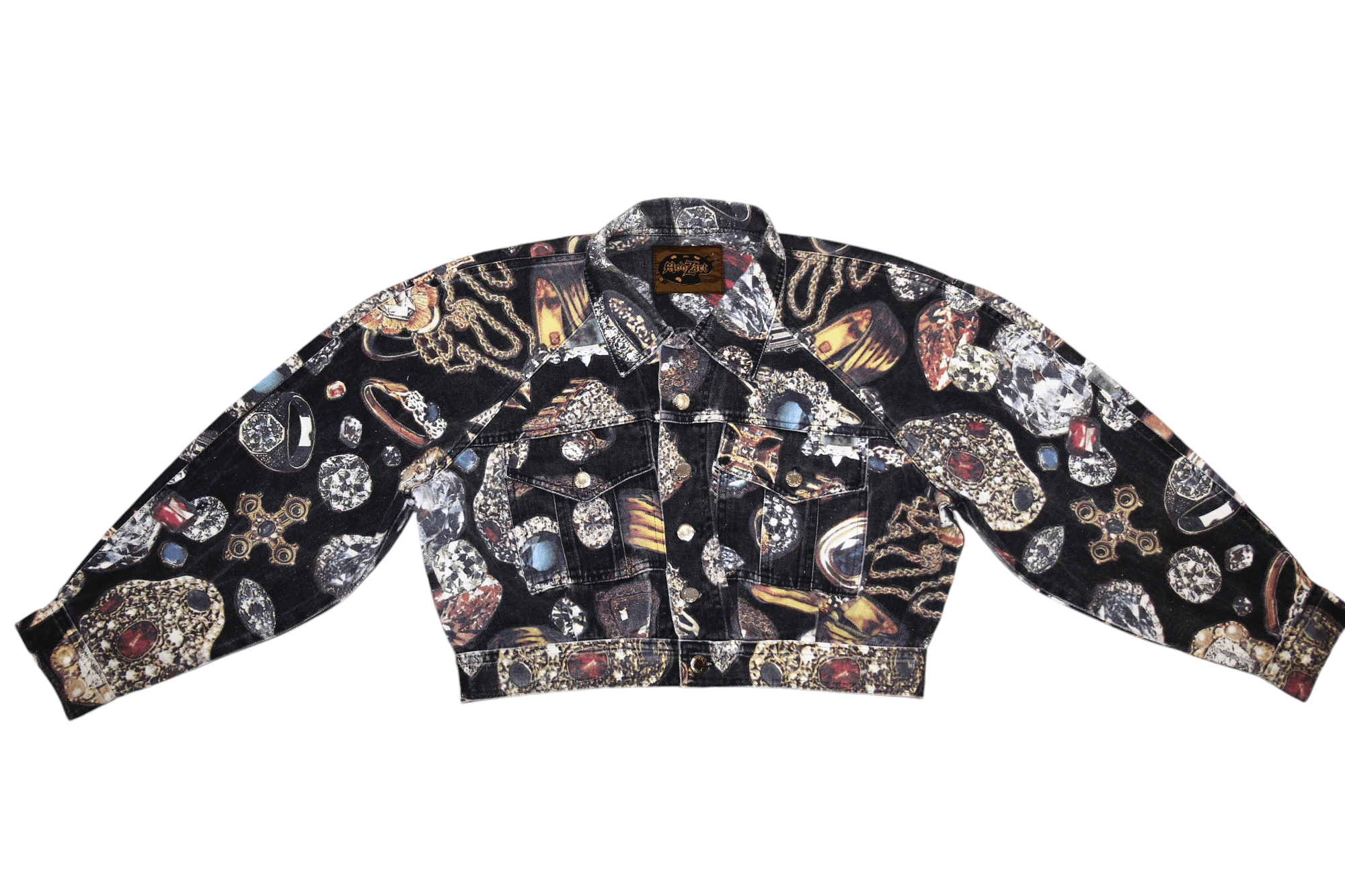 Vintage 90's ModzArt London Gems artwork cropped design denim jacket Size M / US 6-8 / IT 42-44 - 7 Thumbnail