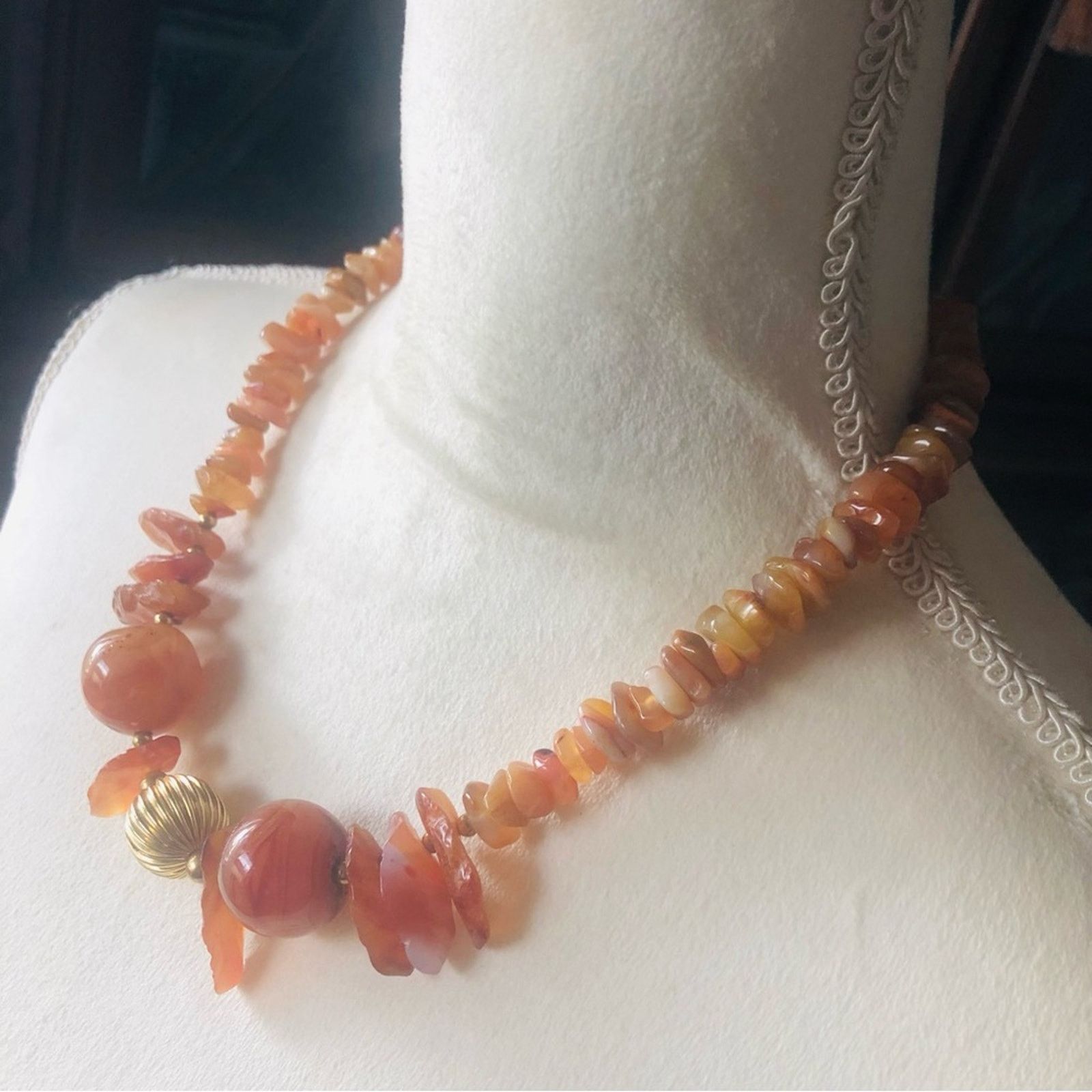 Vintage Vintage handcrafted genuine carnelian agate necklace Size ONE SIZE - 3 Thumbnail