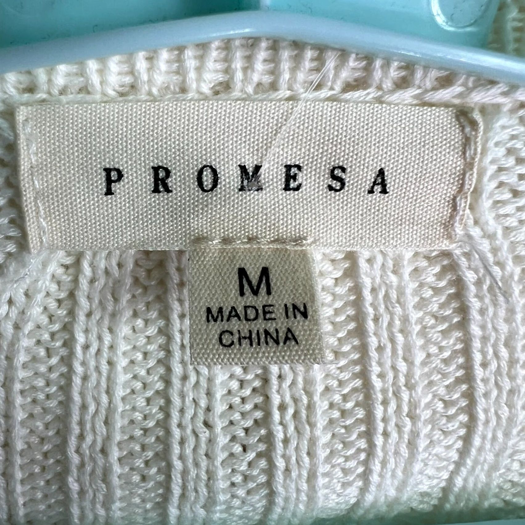 Vintage Promesa Cardigan Womens M Ivory Striped Cable-Knit Fringe Long Sleeve Lightweight All Seasons Bohemian Womens Size M / US 6-8 / IT 42-44 - 5 Thumbnail