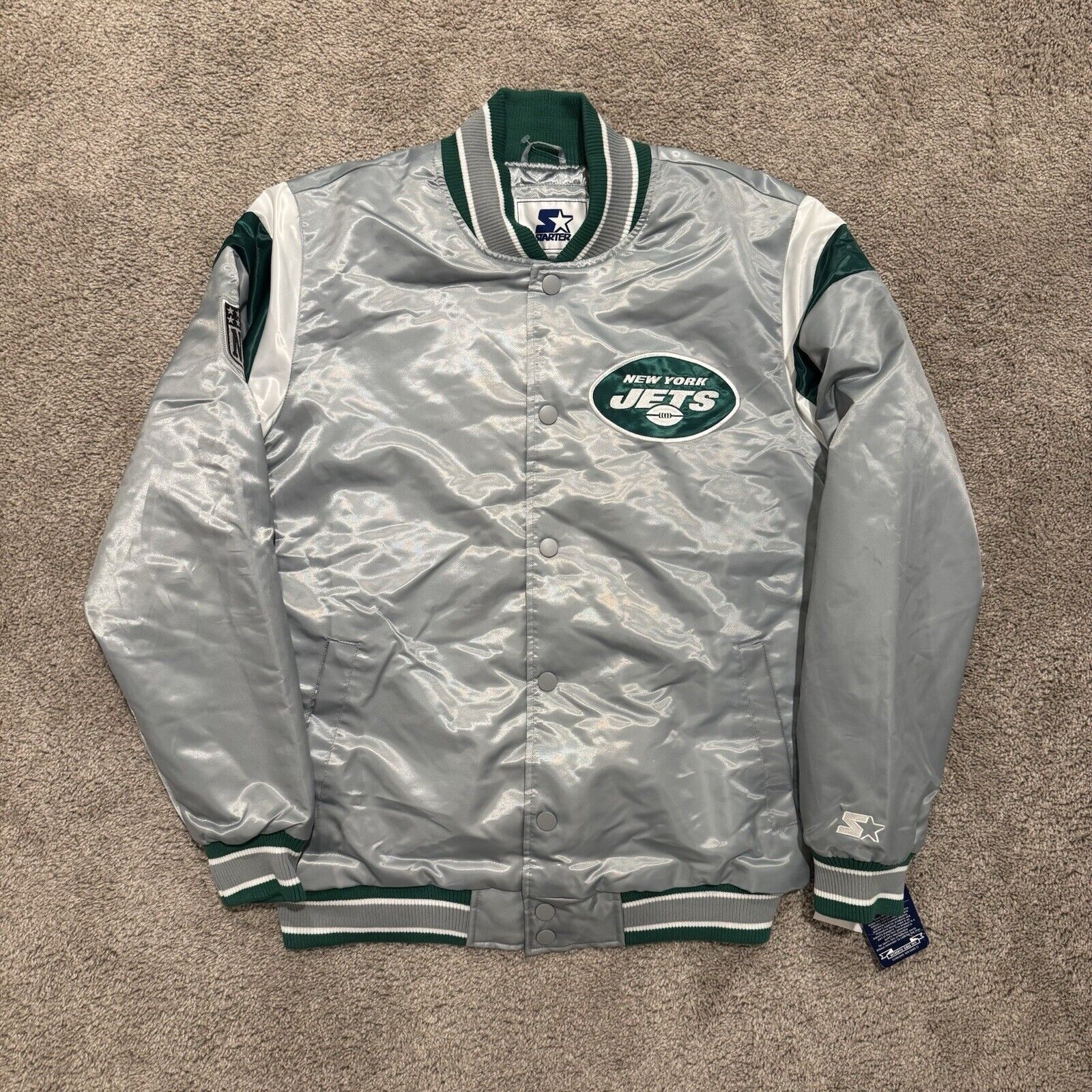 Starter New York Jets Vintage Starter Satin Bomber Jacket Size Large Size US L / EU 52-54 / 3 - 1 Thumbnail