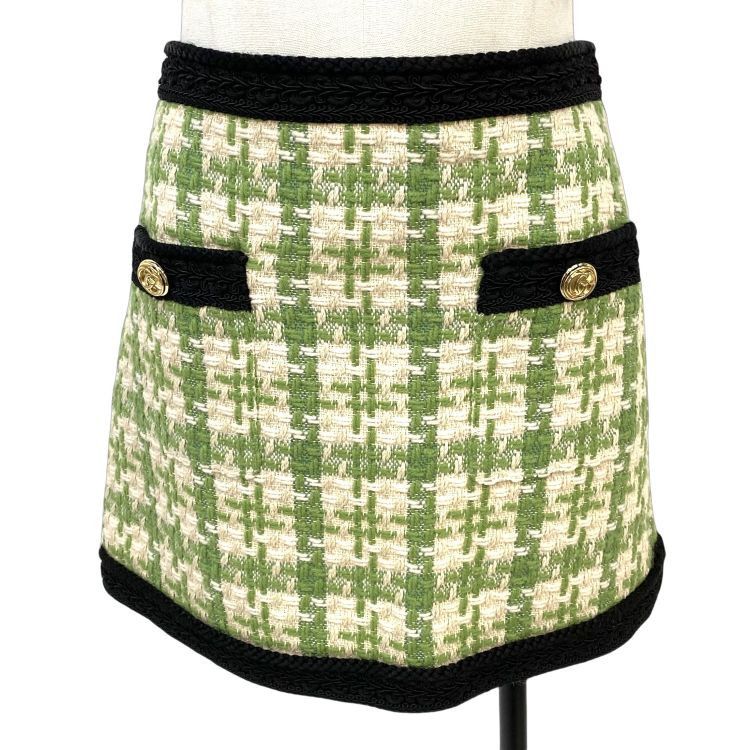 Gucci Gucci Green Tweed Mini Skirt Size 40 Size 27" / US 4 / IT 40 - 1 Thumbnail