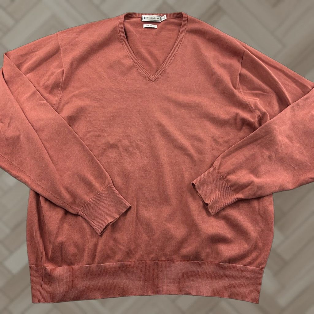 Peter Millar Peter Millar V-Neck Golf Sweater Men's XL Salmon Pink Size US XL / EU 56 / 4 - 1 Thumbnail