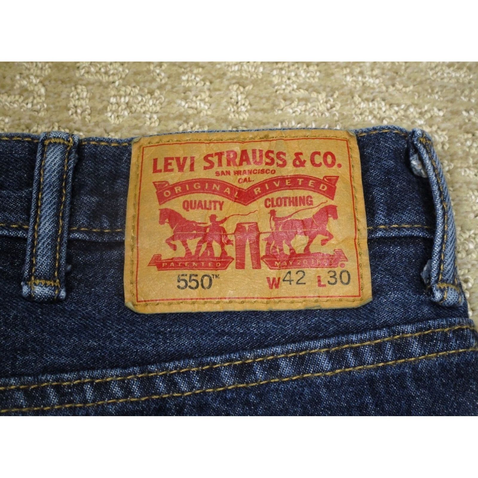 Levi's Levi's 550 Jeans Men 42x30 Blue Straight Denim Cotton Relaxed Fit 5-Pocket Logo Dark Wash N/A Size US 42 / EU 58 - 5 Thumbnail