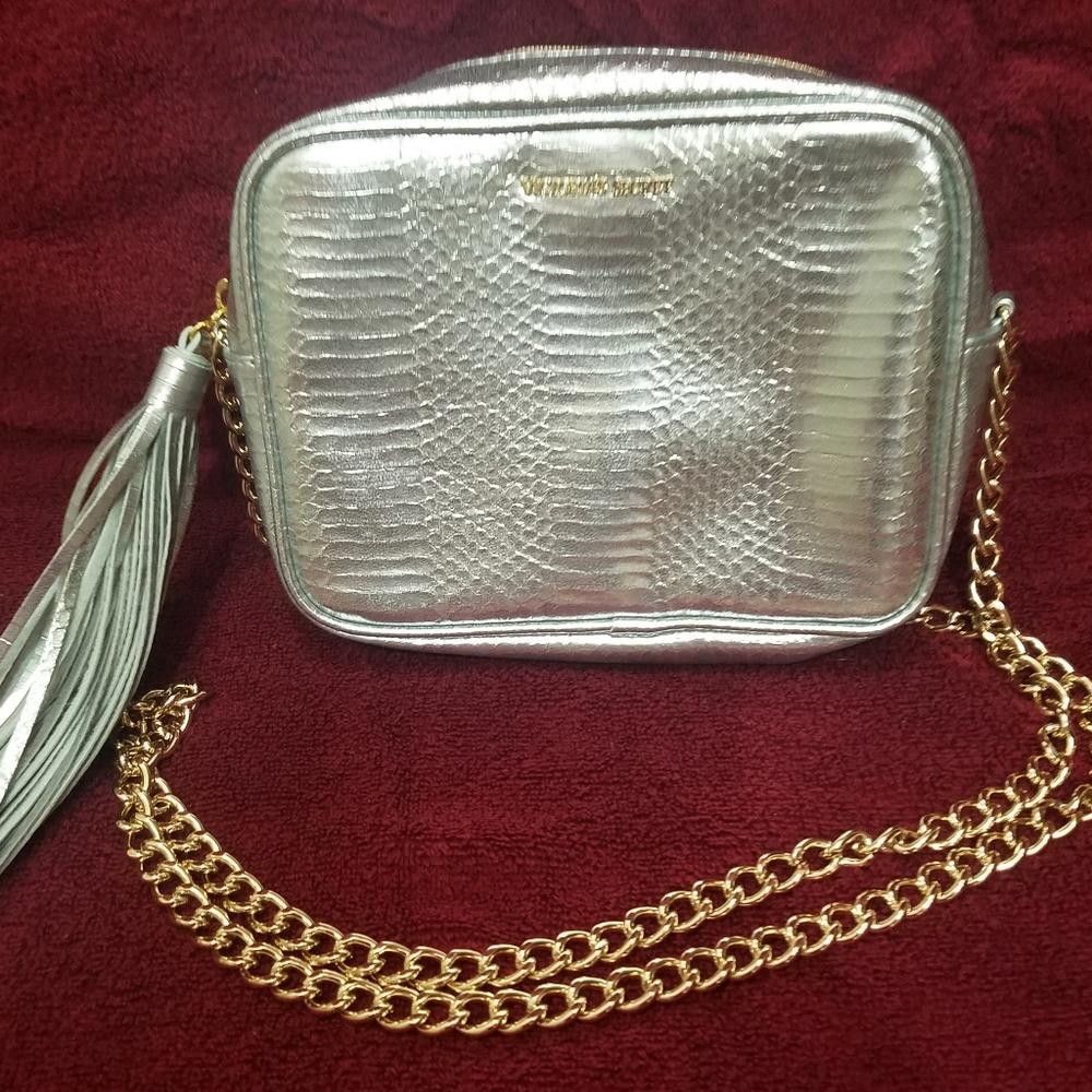 Designer Victoria Secret Silver Purse with Tassel Size ONE SIZE - 1 Thumbnail