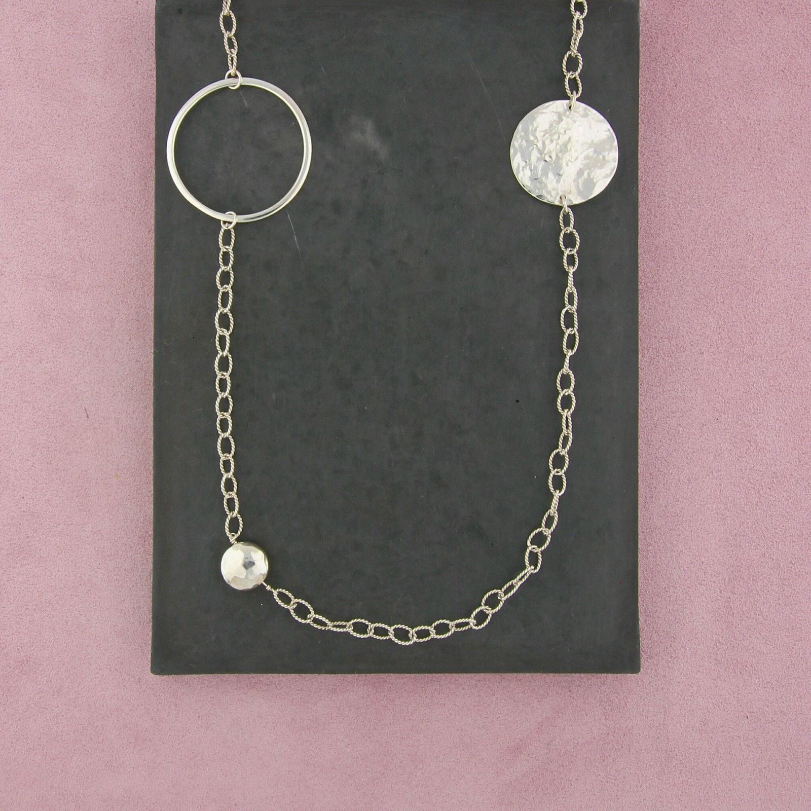 Sterling Silver sterling silver bead & disc layering necklace size 36in Size ONE SIZE - 1 Thumbnail
