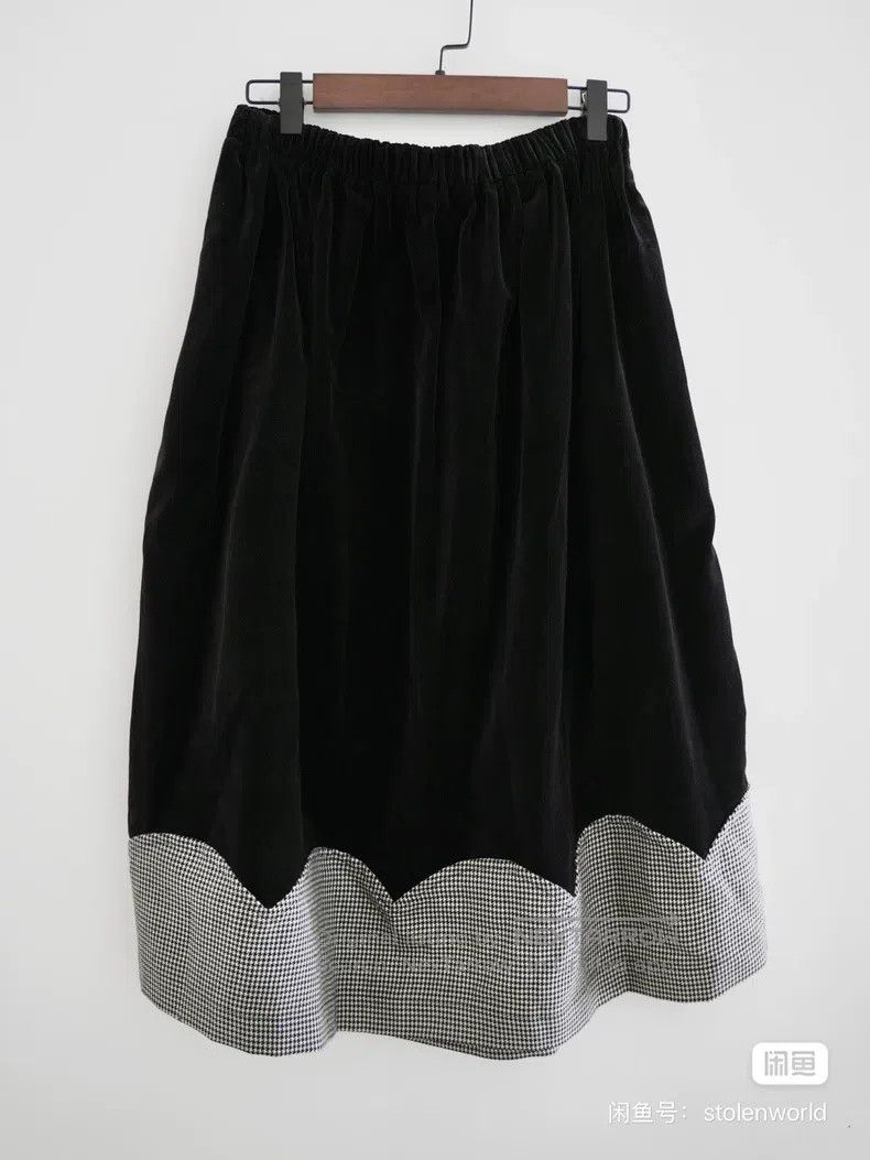 Comme des Garcons Comme Des Garcons size S Velvet houndstooth patchwork midi Size 23" - 1 Thumbnail