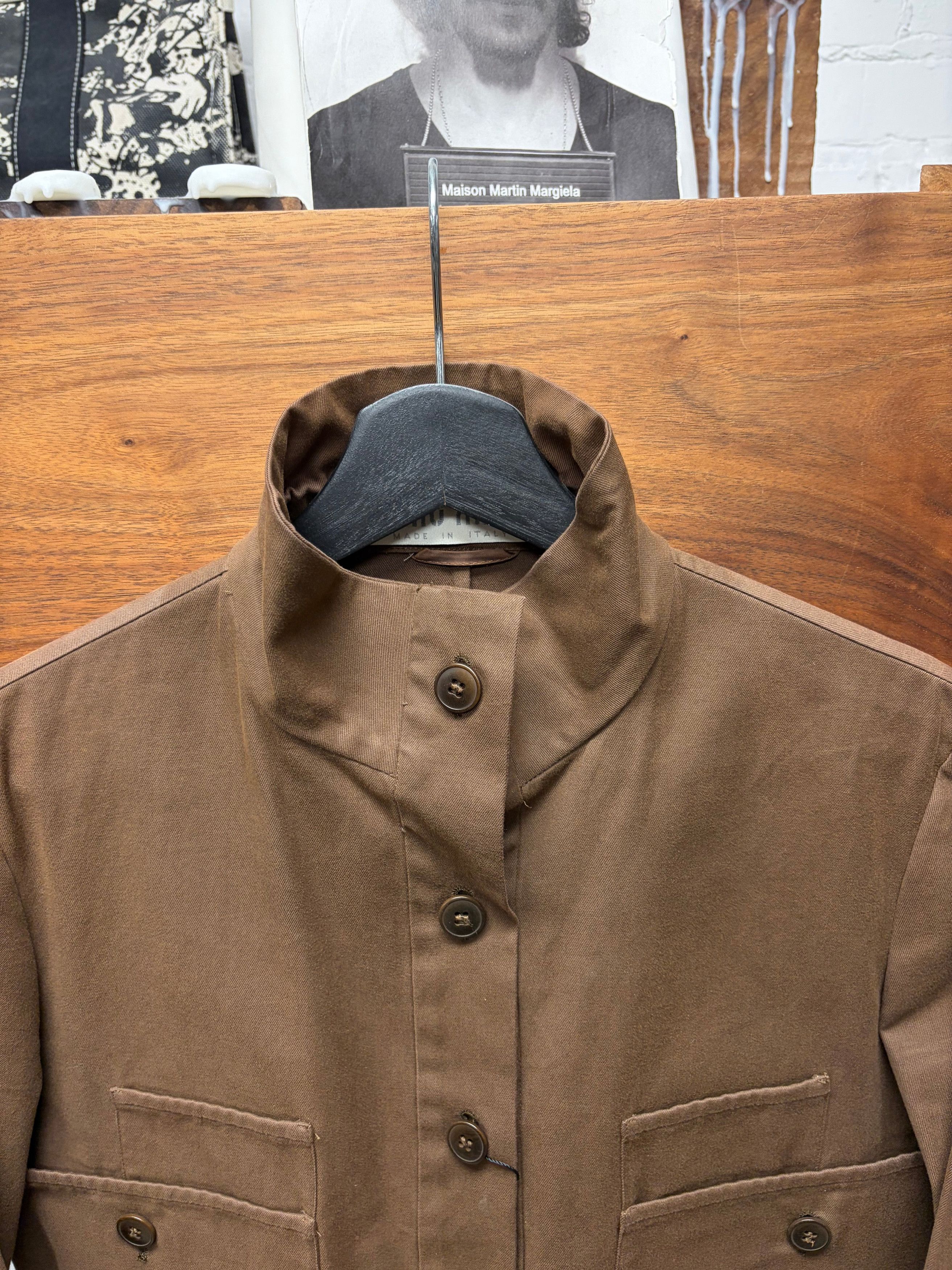 Miu Miu AW1999 Miu Miu High Neck Brown Cotton Trucker Jacket Size M / US 6-8 / IT 42-44 - 3 Thumbnail