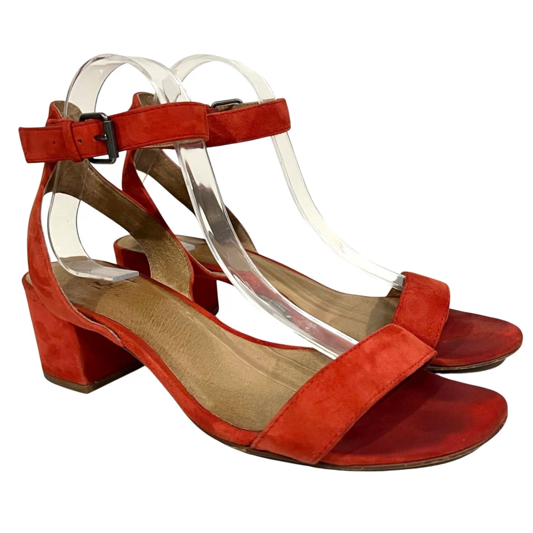Madewell Madewell Heels Sandal Womens 8.5 Red Suede Block Heel Ankle Strap Size US 9 / IT 39 - 2 Thumbnail
