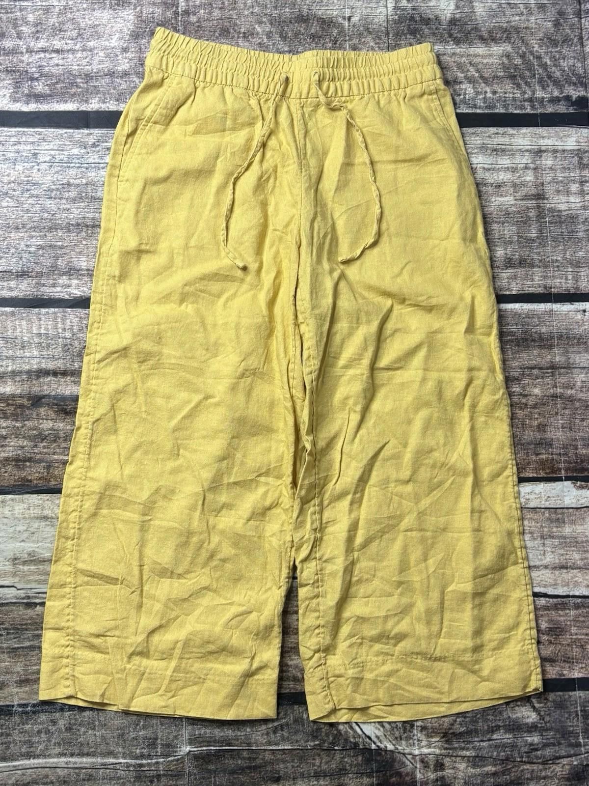 Banana Republic Banana Republic Pants Women's XS Wide Leg Linen Blend Yellow Size 26" / US 2 / IT 38 - 1 Thumbnail