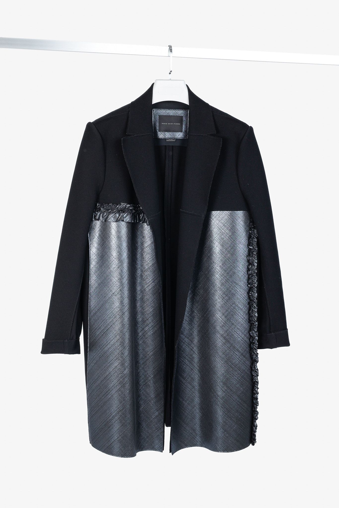 Marie Saint Pierre Marie Saint Pierre Metallic Ruffle Ponte Open-Front Coat Size L / US 10 / IT 46 - 1 Thumbnail