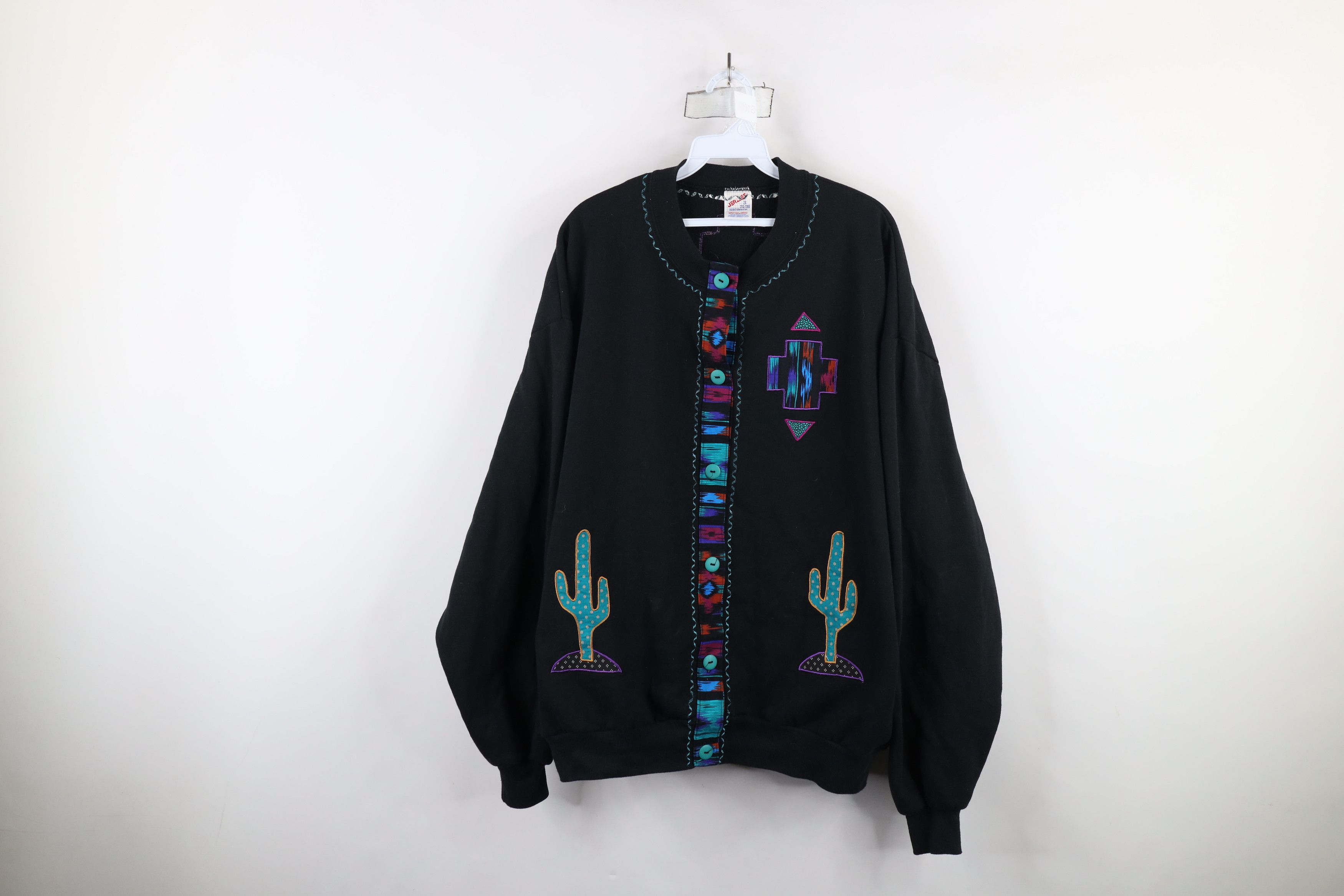 Vintage Vintage 90s Streetwear Southwestern Cardigan Sweatshirt USA Size XXL / US 16-18 / IT 52-54 - 1 Thumbnail