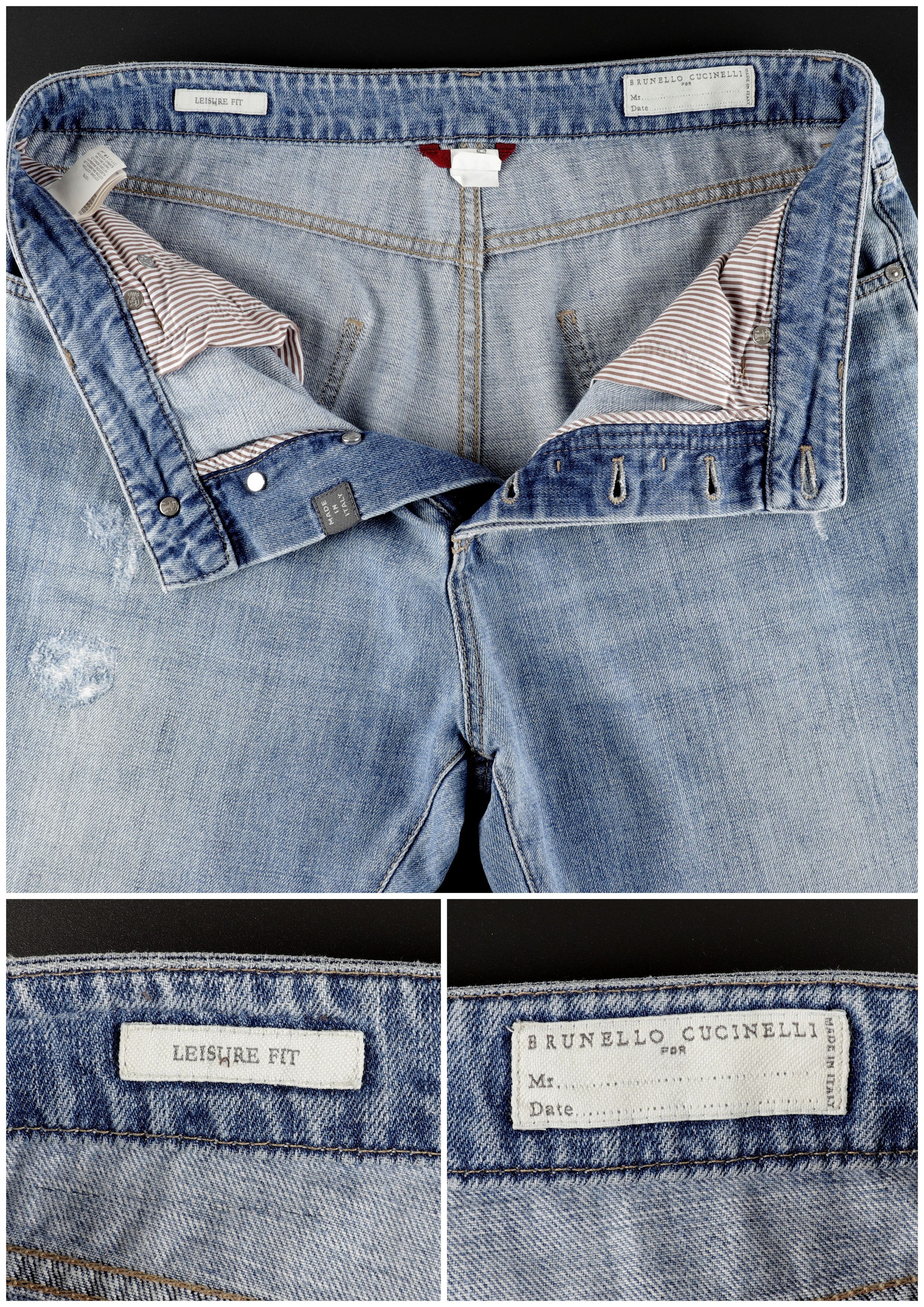 Brunello Cucinelli BRUNELLO CUCINELLI Size IT48 Distressed Blue Denim Jeans Size US 32 / EU 48 - 3 Thumbnail