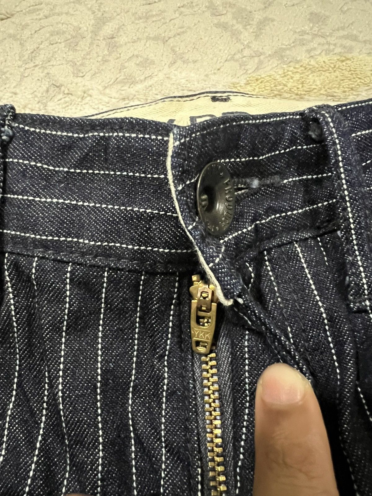 Indigo × Japanese Brand × Sugar Cane 🇯🇵 Made Indigo Wabash Buckle Back Denim Jeans Navy Produce Size US 31 - 7 Thumbnail