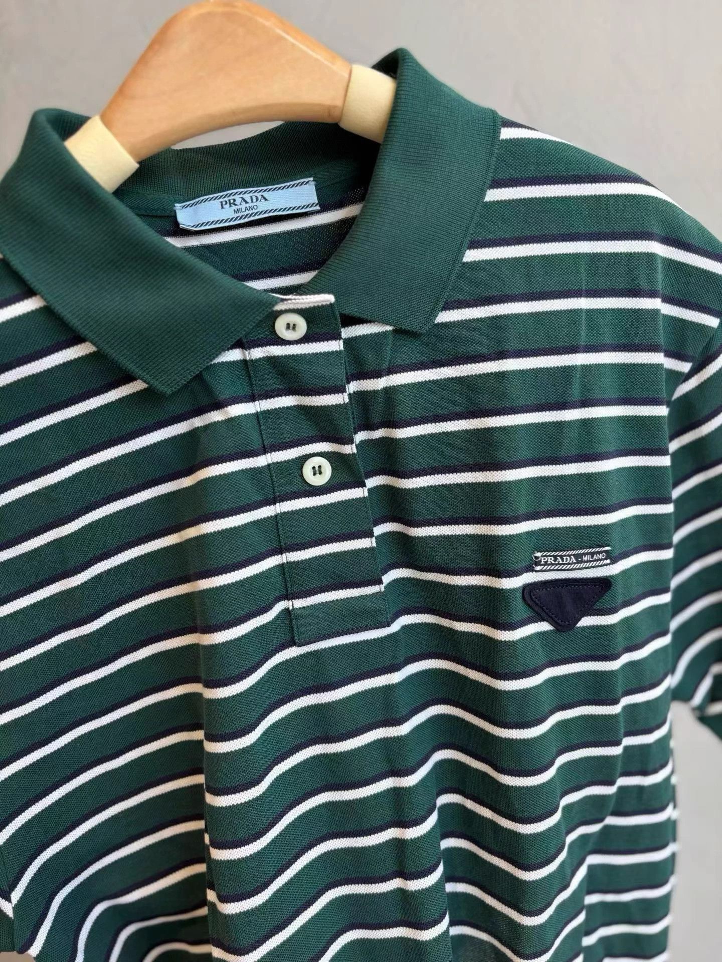 Prada Prada 24 polo striped short-sleeve drawstring hem 40 mint Size S / US 4 / IT 40 - 2 Thumbnail