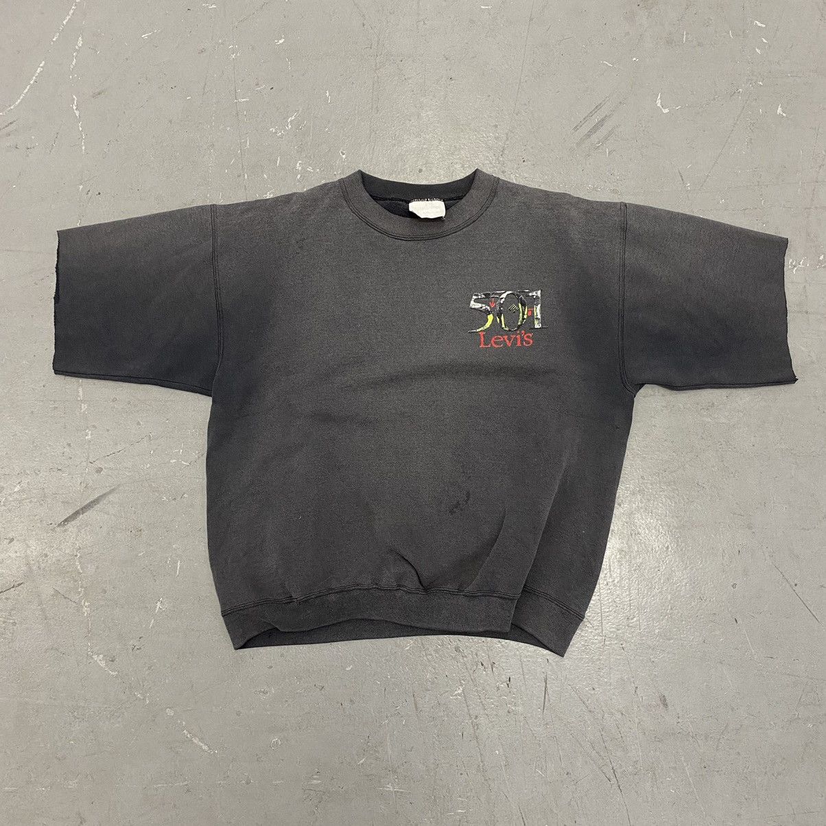 Levi's × Vintage Vtg 80s Levis 501 Graphic Sweatshirt Sunfade Chopped Size US L / EU 52-54 / 3 - 2 Thumbnail