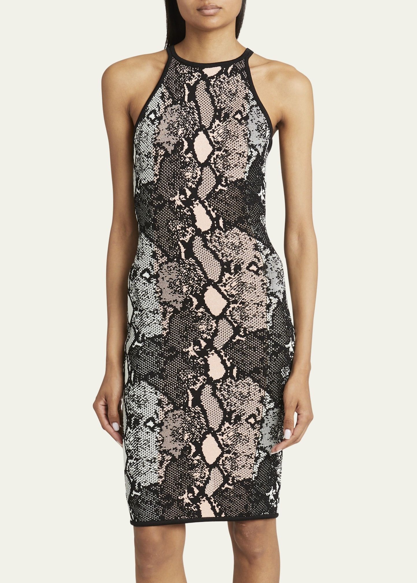 Balmain o1s1wg110825 Pastel Python Body Con Dress in Multicolor Size L / US 10 / IT 46 - 2 Thumbnail