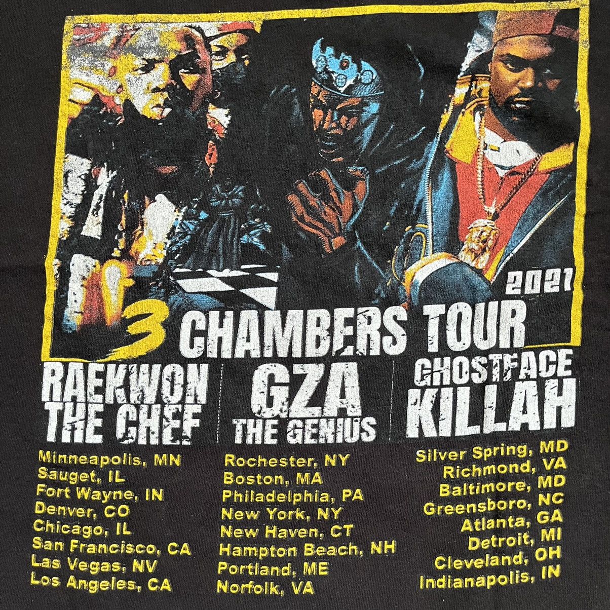 Wu-Tang Shirt Size Large 3 Chambers Tour WuTang Gza Raekwon