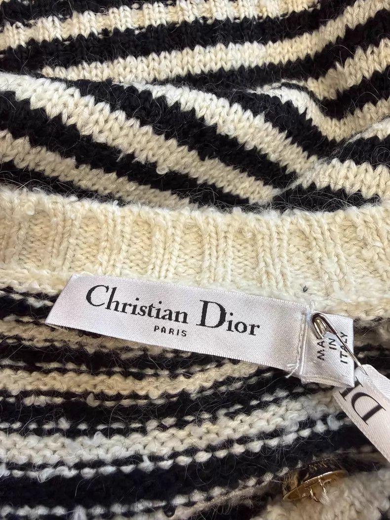 Dior Dior Black and white striped knitted cardigan coat Size XS / US 0-2 / IT 36-38 - 4 Thumbnail