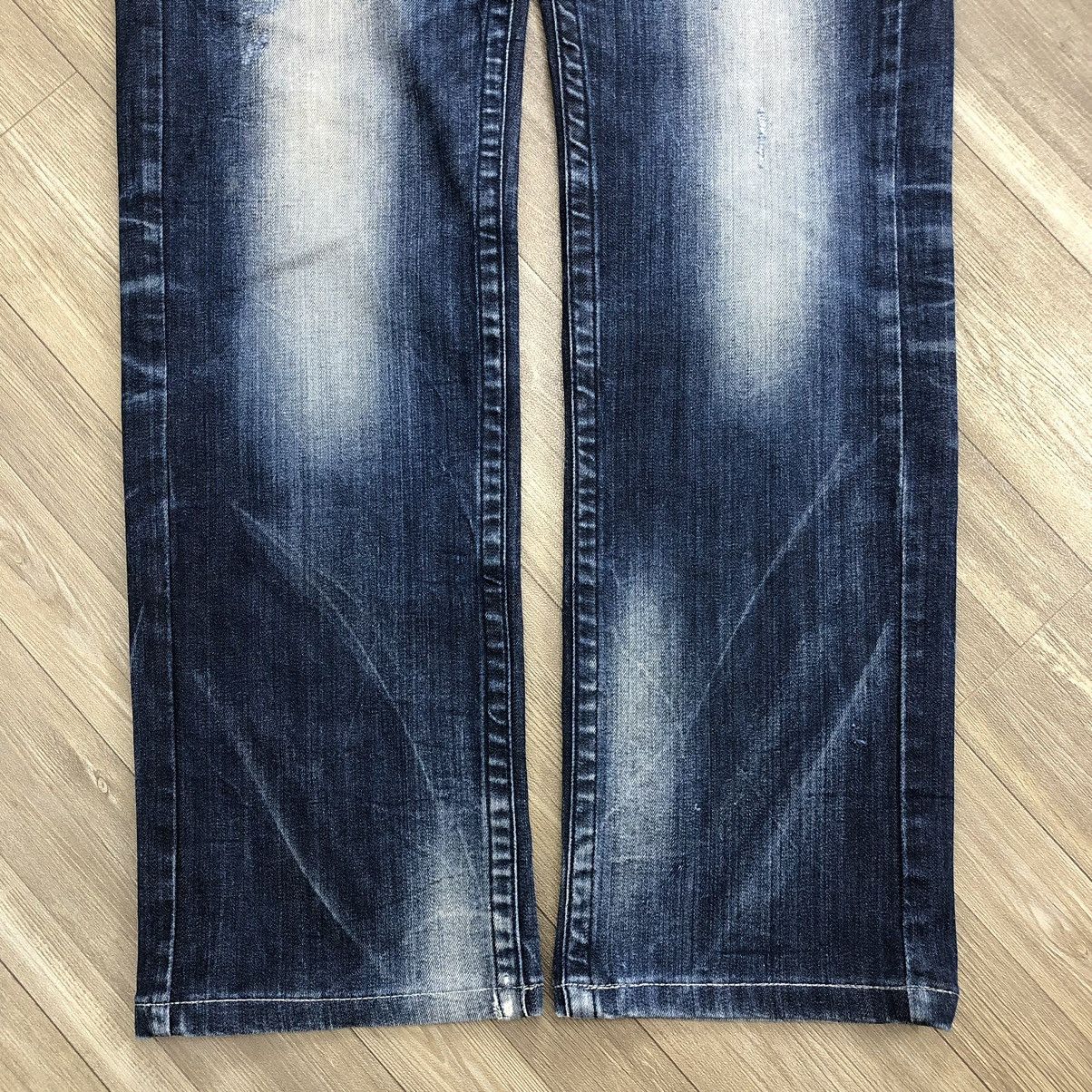 If Six Was Nine × Le Grande Bleu (L.G.B.) × Tornado Mart Y2K Red Pepper Distressed Embroidered Faded Denim Pants Size US 33 - 14 Thumbnail