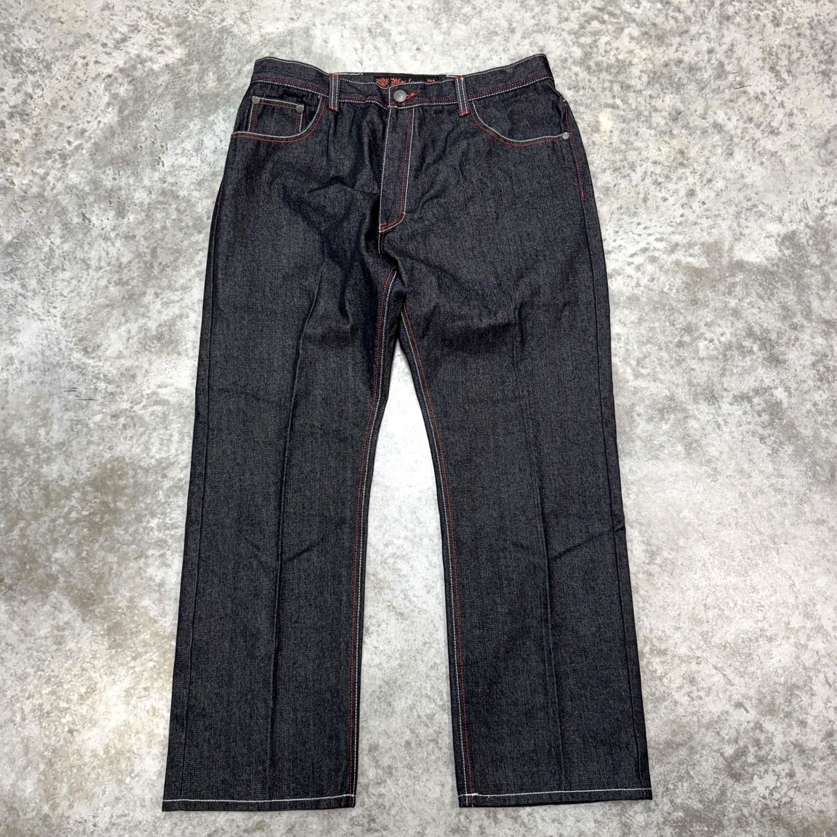 Denime Blue LaqueR Jeans Mens 40x33 Dark Wash Straight Denim Pockets Size US 40 / EU 56 - 3 Thumbnail